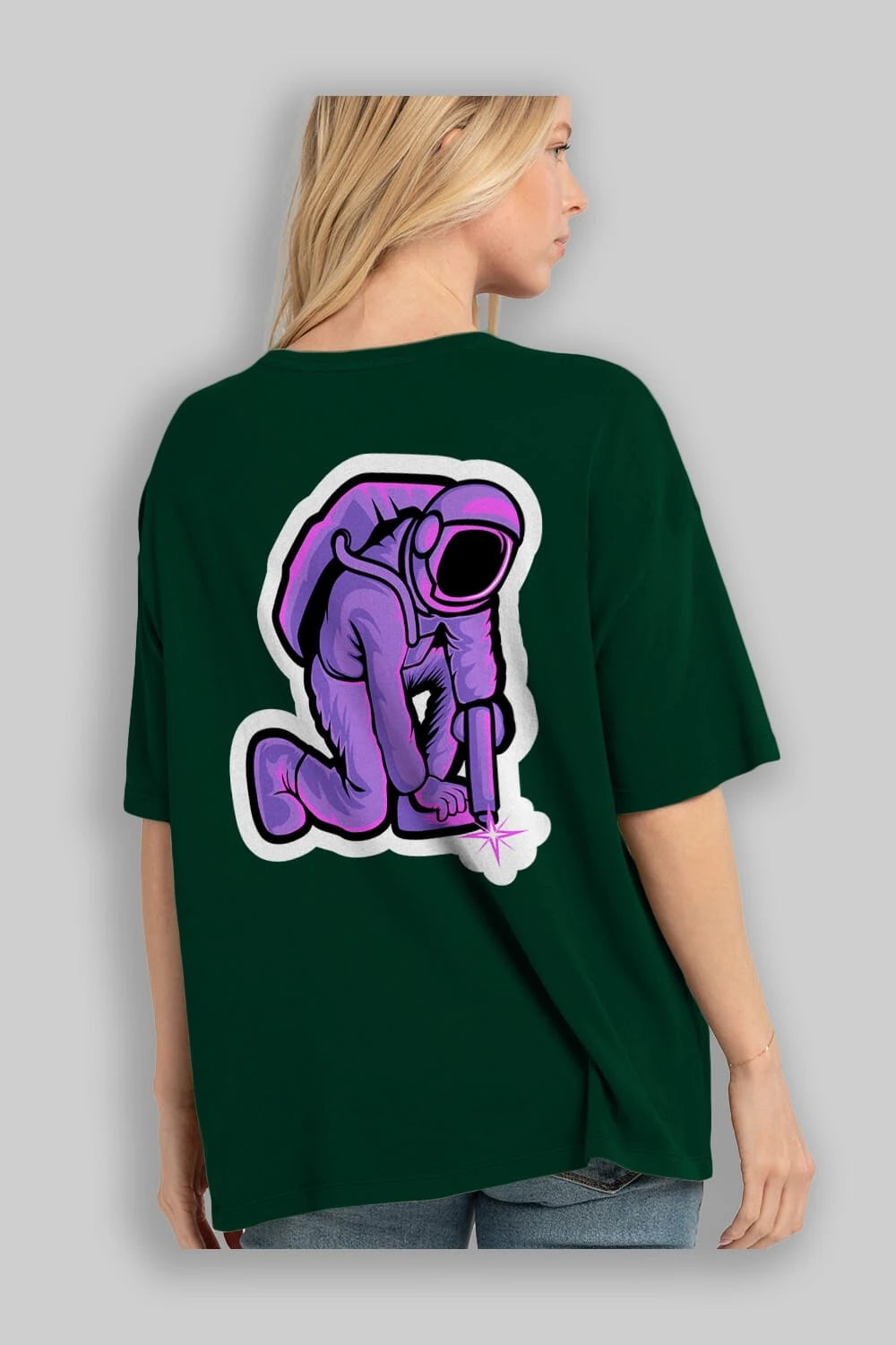 Welding in Space Sticker Arka Baskılı Oversize t-shirt Erkek Kadın Unisex