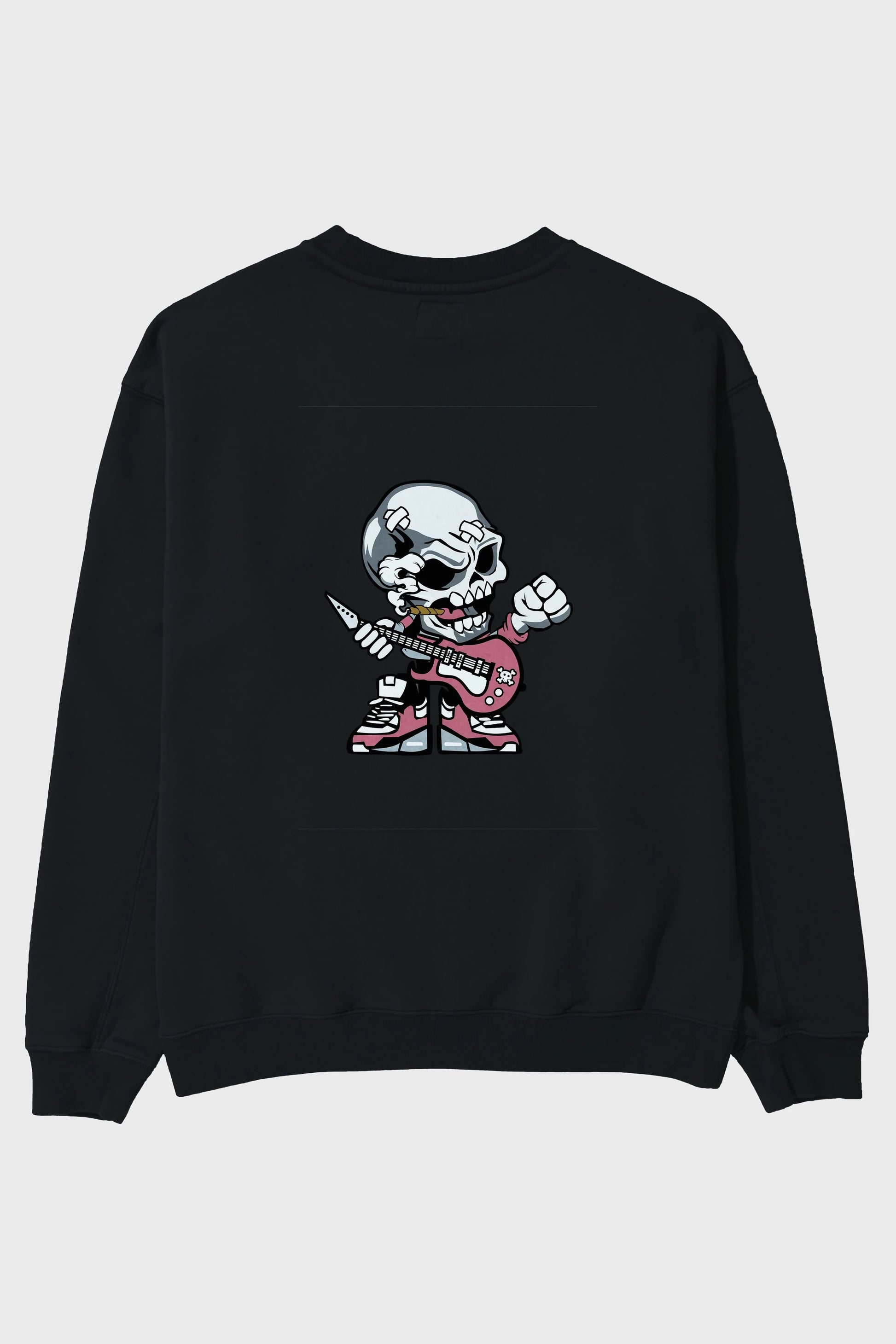 Skull Rockstar Arka Baskılı Oversize Sweatshirt Erkek Kadın Unisex