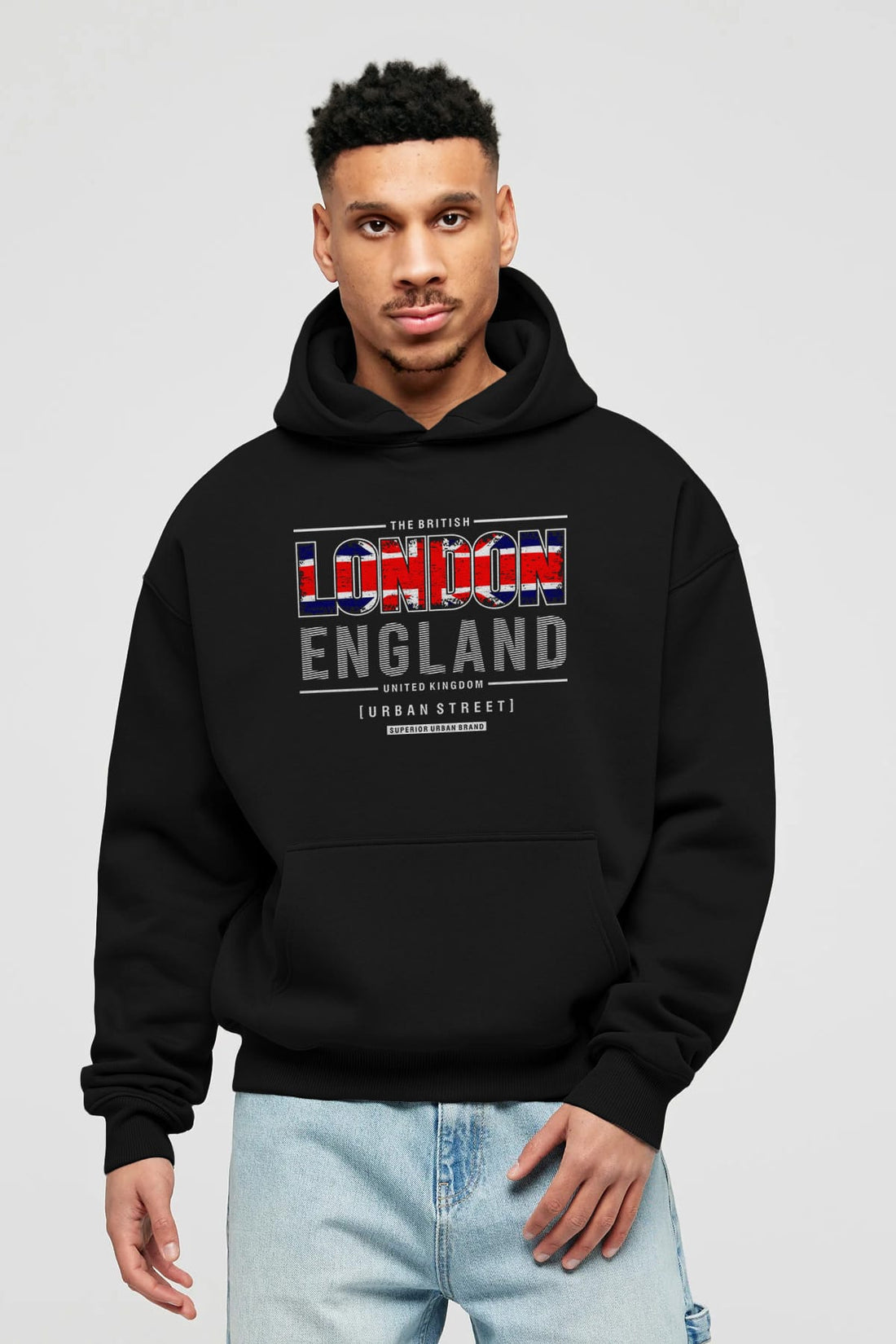 London England Ön Baskılı Oversize Hoodie Kapüşonlu Sweatshirt Erkek Kadın Unisex