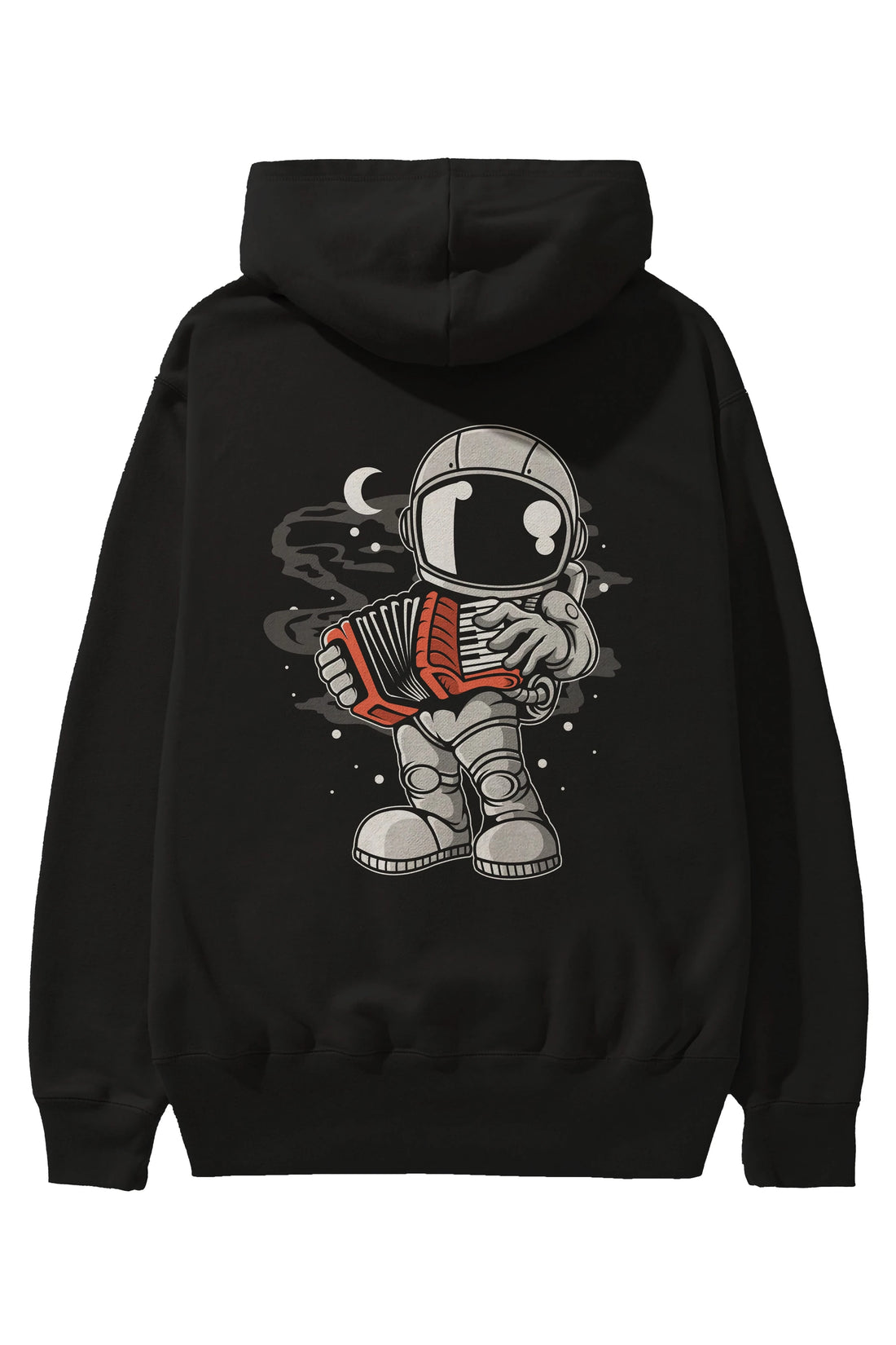 Astronaut Accordion Arka Baskılı Hoodie Oversize Kapüşonlu Sweatshirt Erkek Kadın Unisex