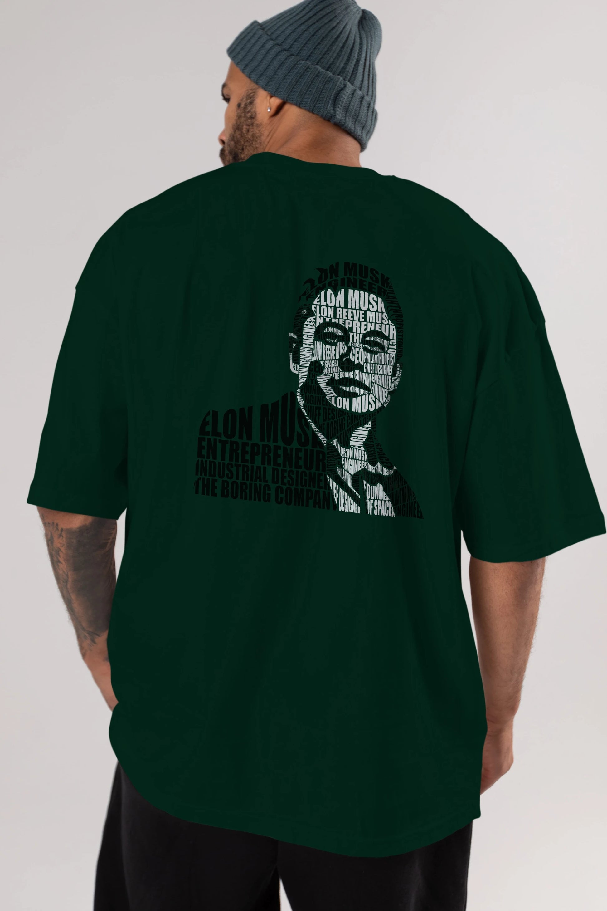 Elon Musk Calligram Arka Baskılı Oversize t-shirt %100 pamuk Erkek Kadın Unisex