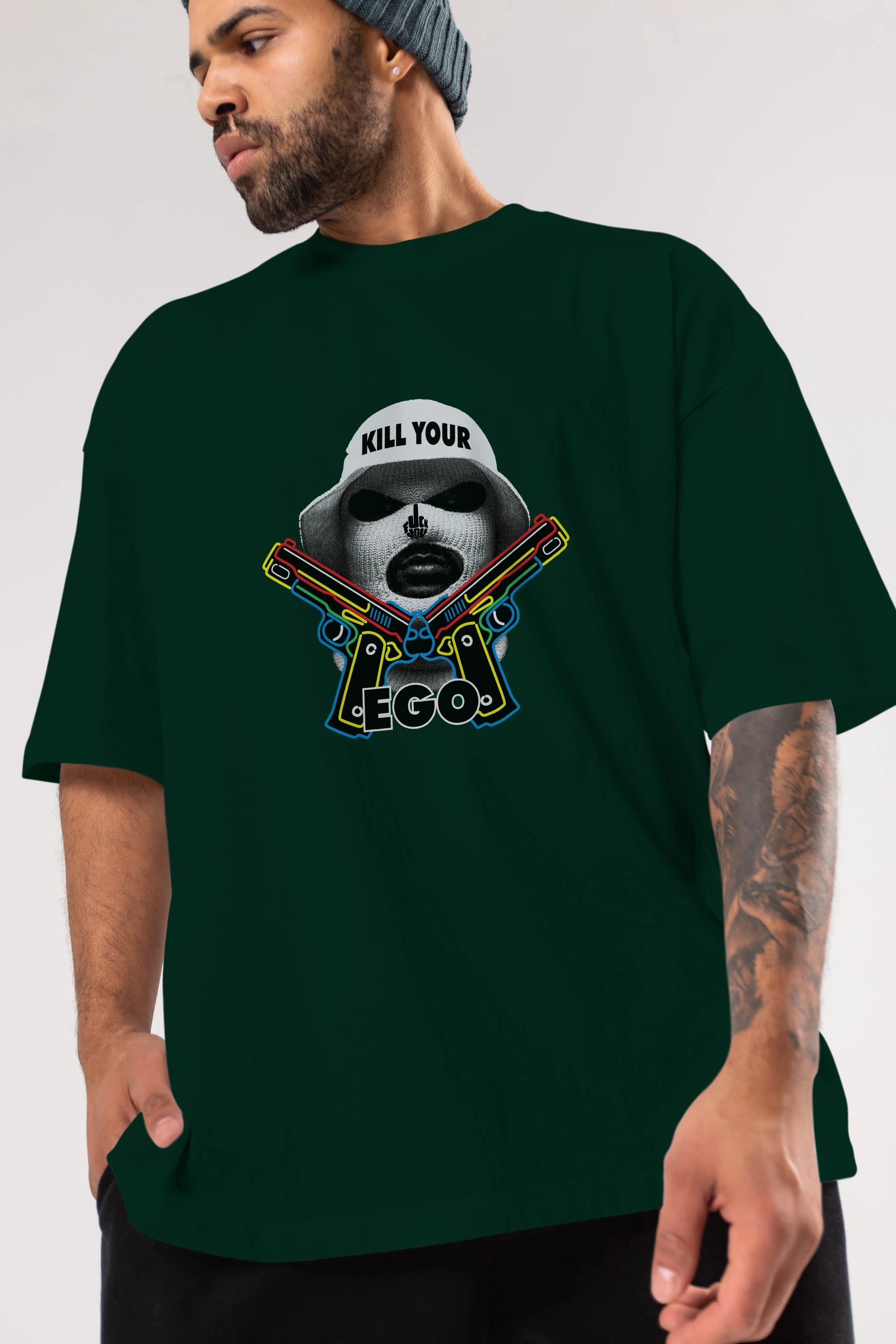 Kill Your Ego Ön Baskılı Oversize t-shirt Erkek Kadın Unisex