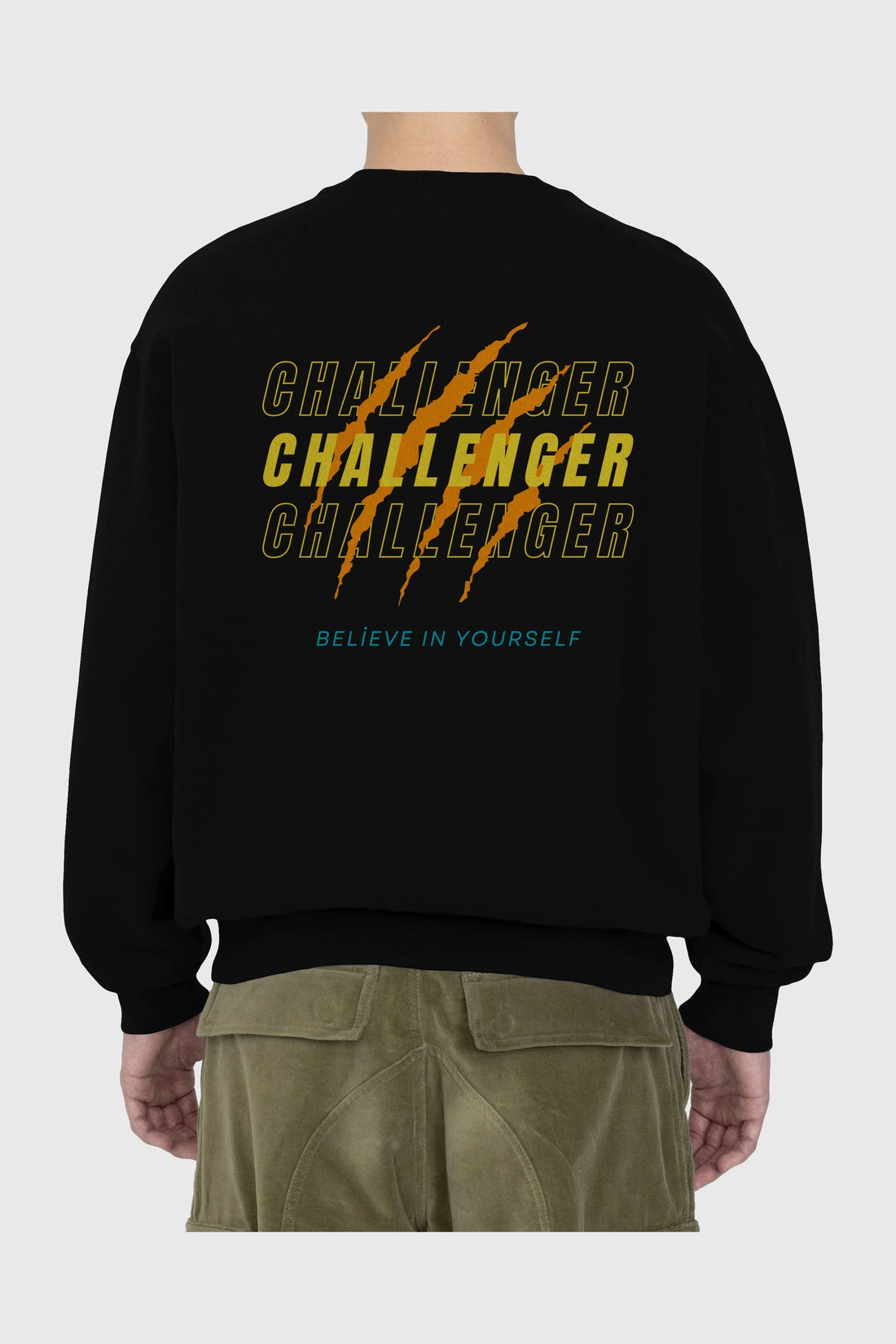 Challenger Yazılı Arka Baskılı Oversize Sweatshirt Erkek Kadın Unisex