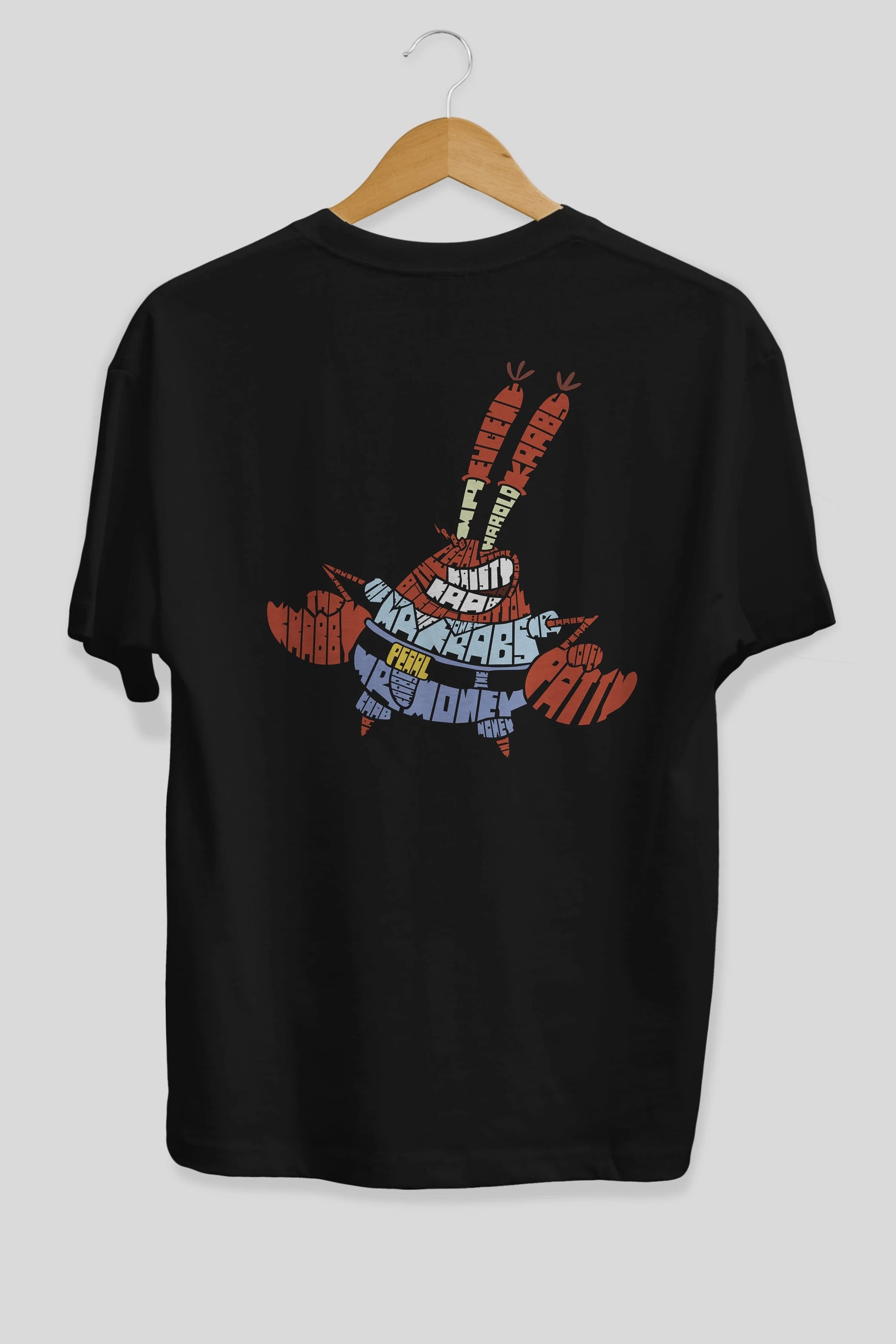 Mr Krabs Arka Baskılı Oversize t-shirt %100 pamuk Erkek Kadın Unisex