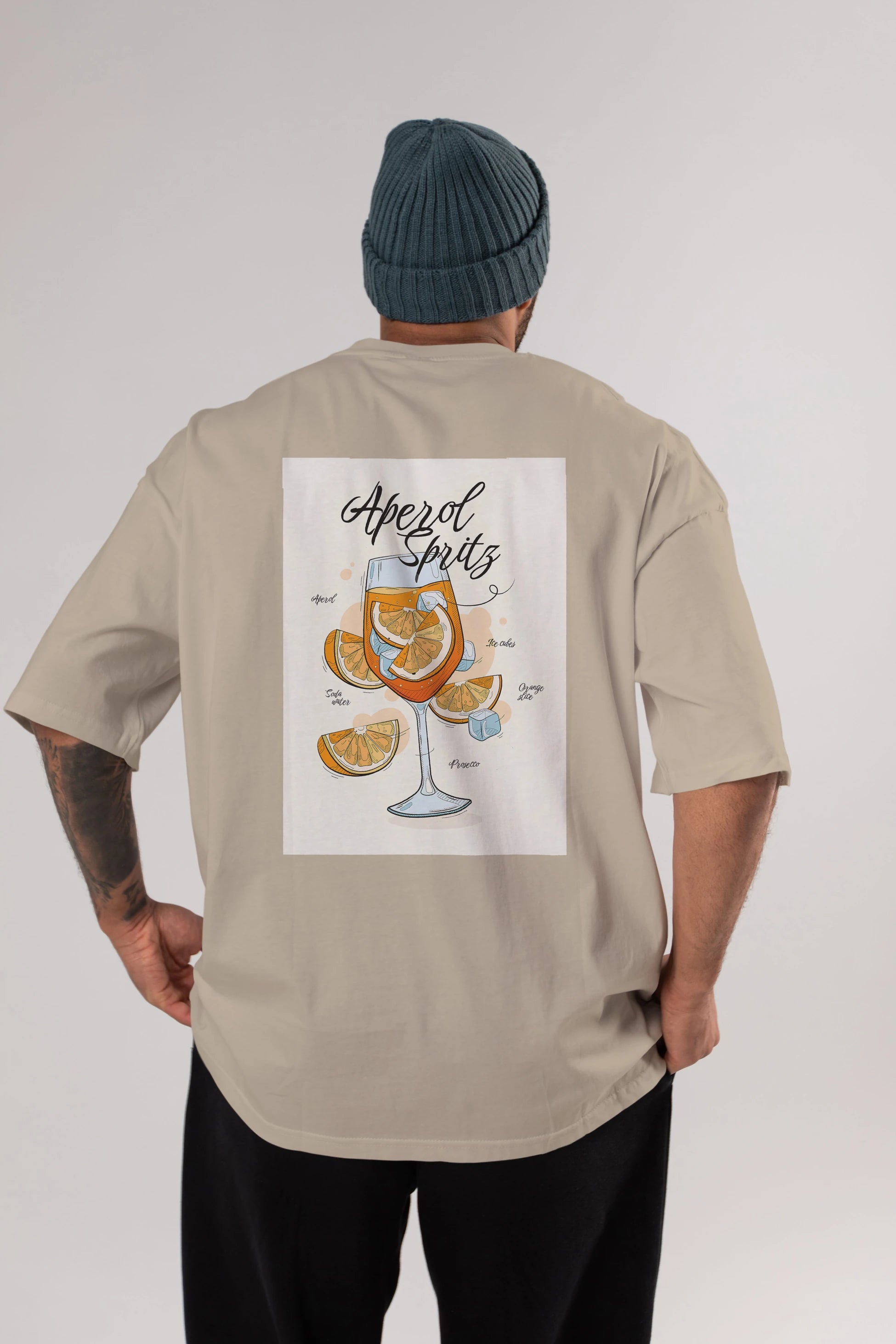 Aperol Spritz 6 Arka Baskılı Oversize t-shirt Erkek Kadın Unisex %100 Pamuk Bisiklet Yaka tişort