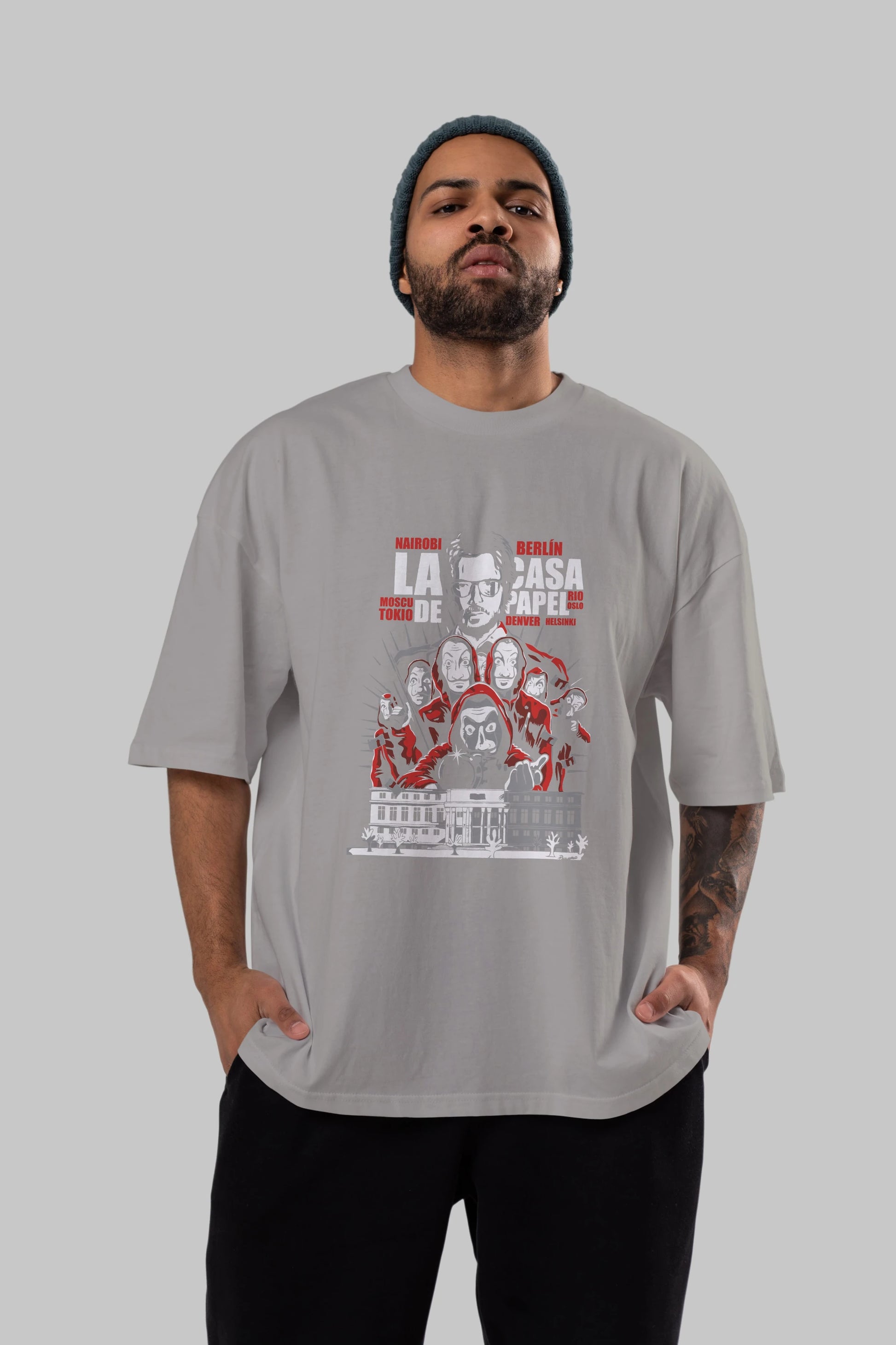 La Casa De Papel (2) Ön Baskılı Oversize t-shirt Erkek Kadın Unisex %100 Pamuk Bisiklet Yaka tişort
