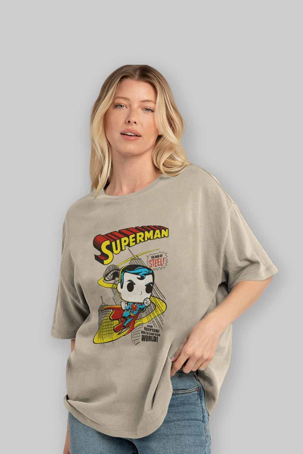 Superman (2) Ön Baskılı Oversize t-shirt Erkek Kadın Unisex %100 Pamuk Bisiklet Yaka tişort