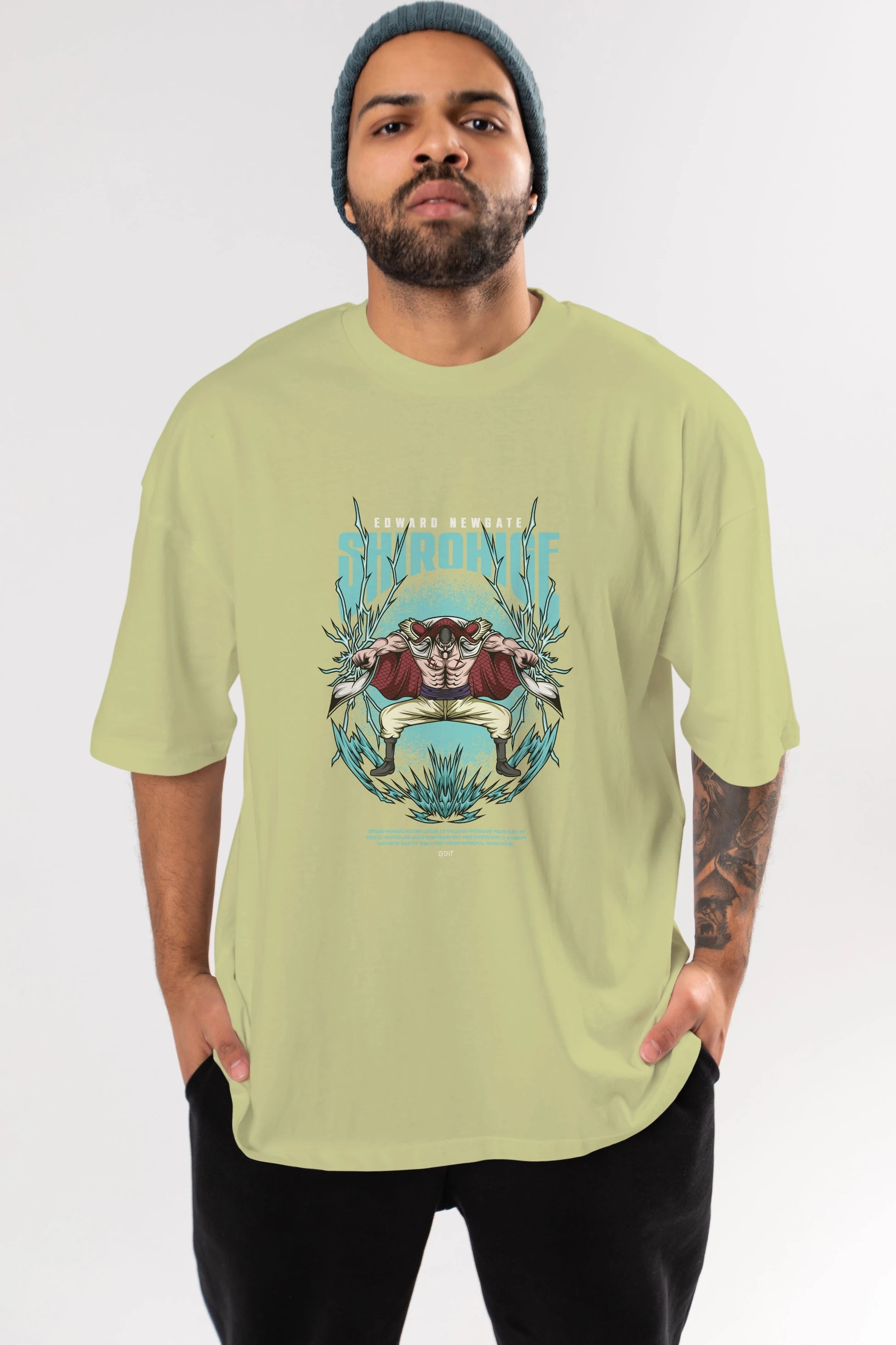 Shirohige Anime Ön Baskılı Oversize t-shirt %100 pamuk Erkek Kadın Unisex