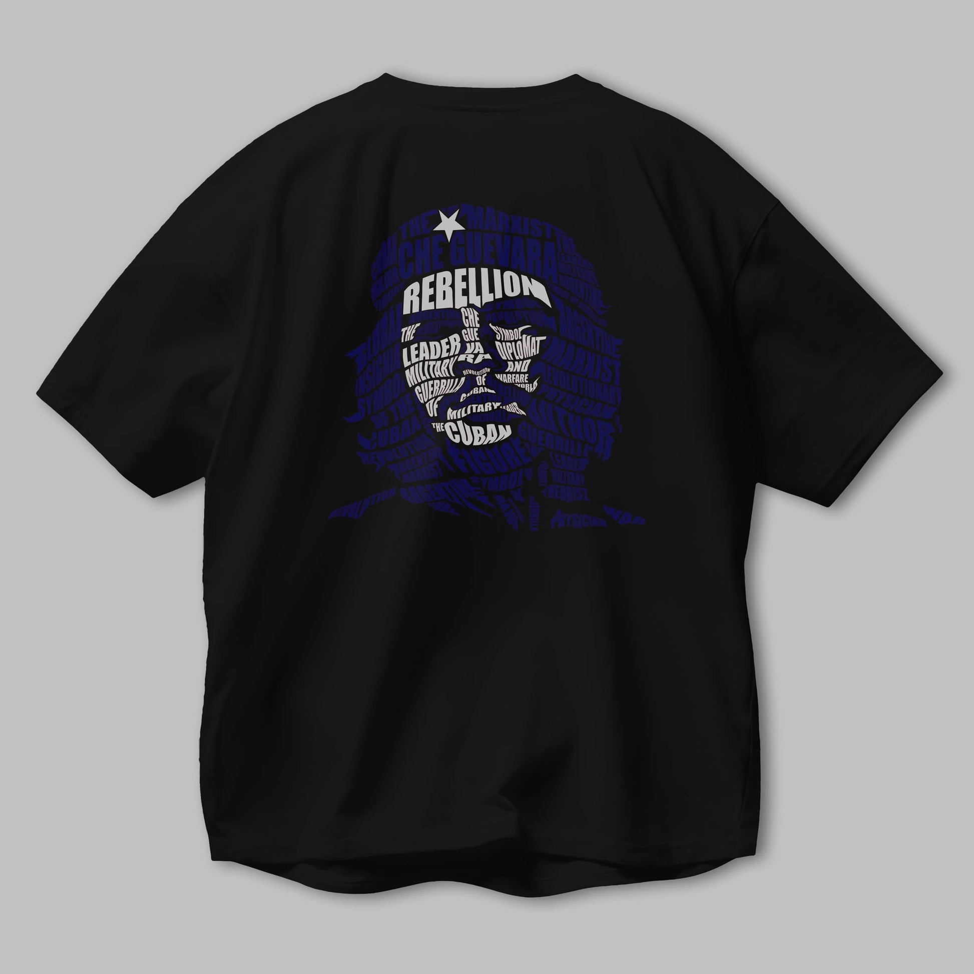 Che Guevara Calligram Arka Baskılı Oversize t-shirt %100 pamuk Erkek Kadın Unisex