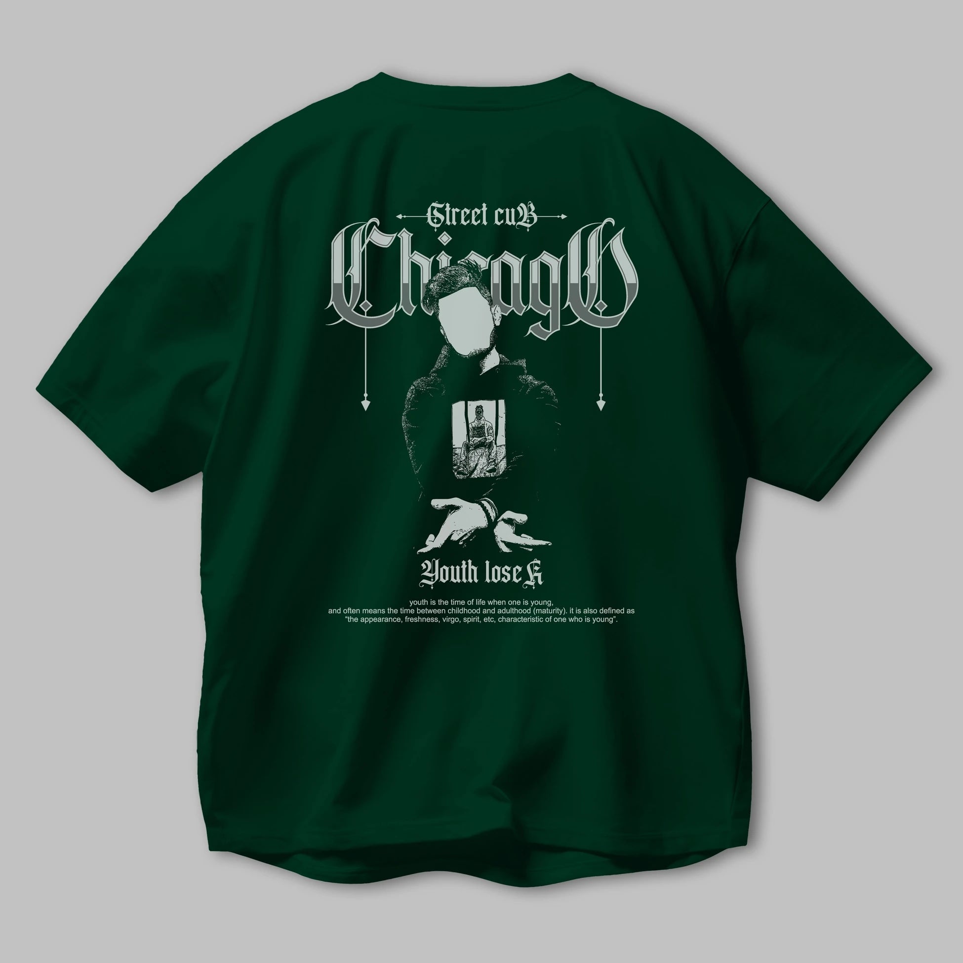 Chicago Street Club Arka Baskılı Oversize t-shirt Erkek Kadın Unisex