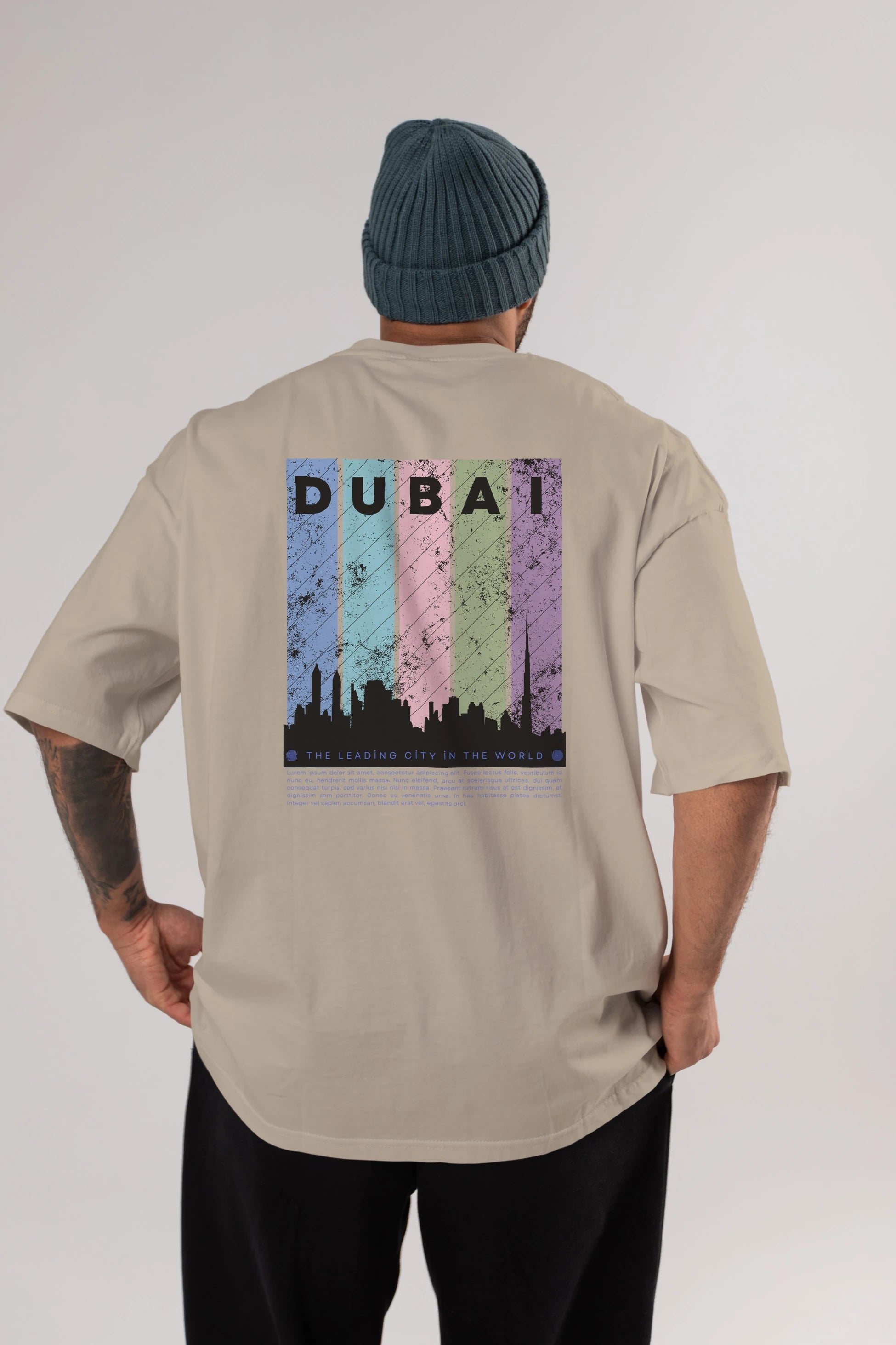 Dubai Yazılı Arka Baskılı Oversize t-shirt Erkek Kadın Unisex
