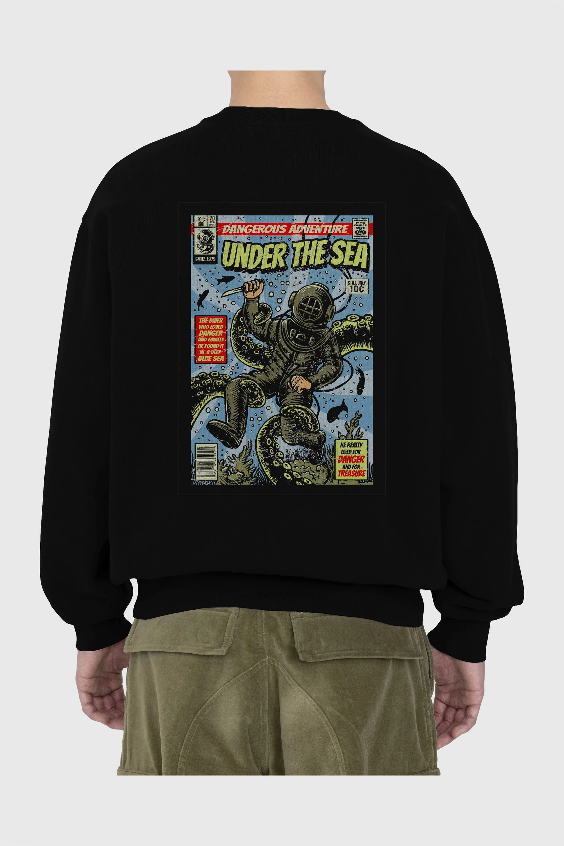 Under The Sea Arka Baskılı Oversize Sweatshirt Erkek Kadın Unisex