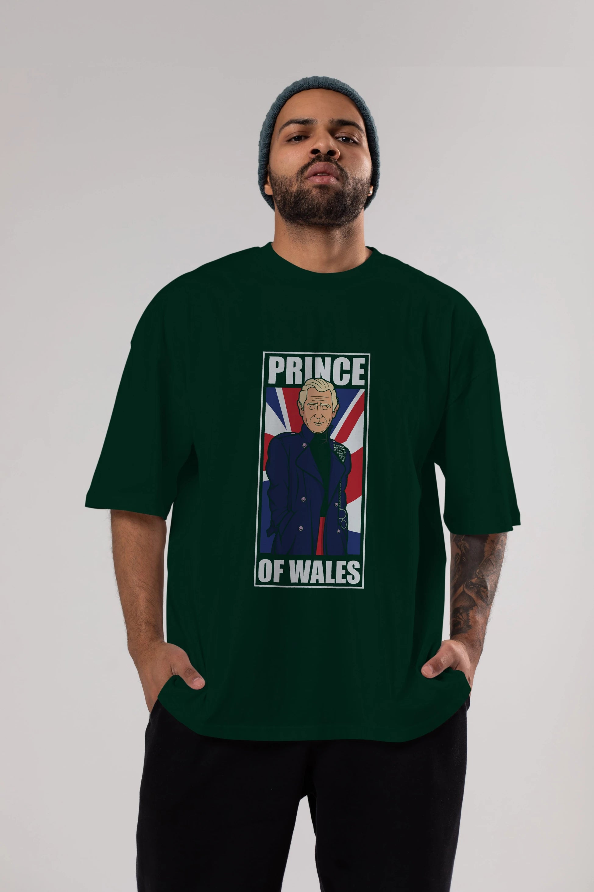 Prince Charles Ön Baskılı Oversize t-shirt Erkek Kadın Unisex %100 Pamuk tişort