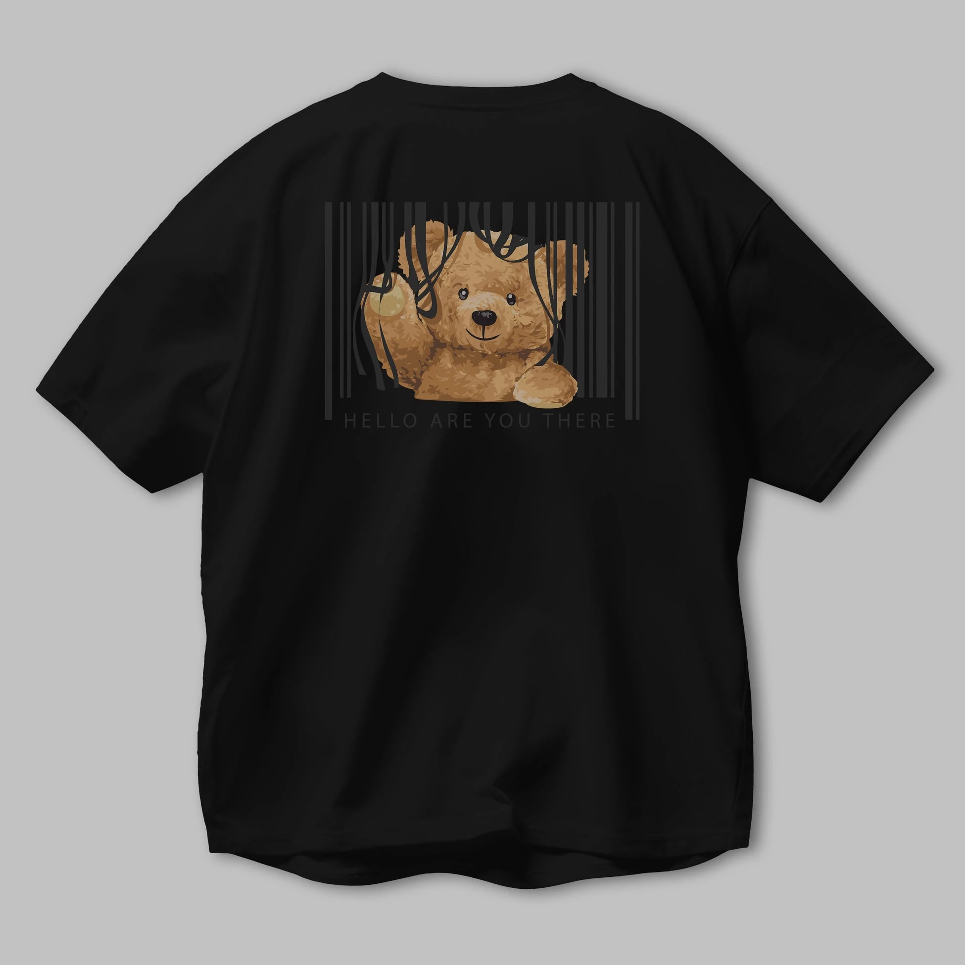 Teddy Bear Hello Arka Baskılı Oversize t-shirt Erkek Kadın Unisex %100 Pamuk