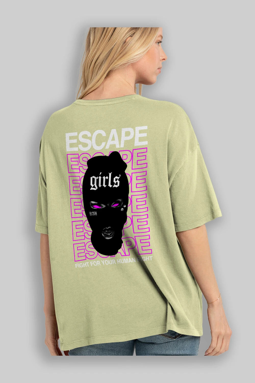Escape Girl Arka Baskılı Oversize t-shirt Erkek Kadın Unisex