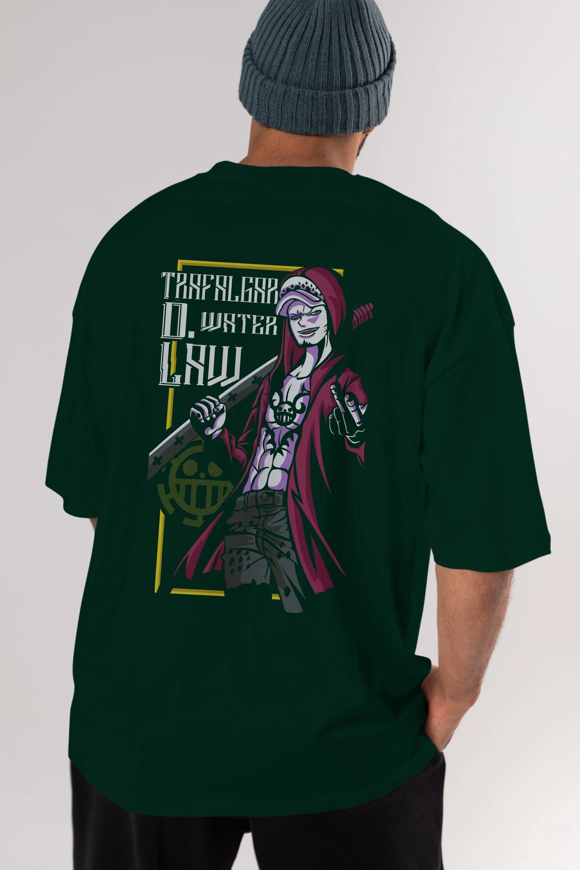 Trafalgar D. Water Law Anime Arka Baskılı Oversize t-shirt Erkek Kadın Unisex %100 pamuk tişort