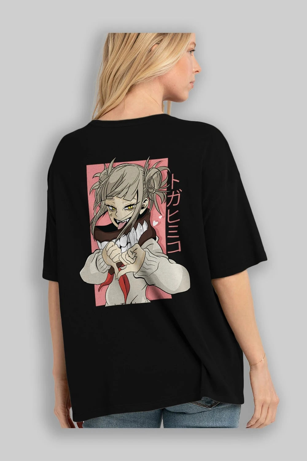 Himiko Toga Anime Arka Baskılı Oversize t-shirt Erkek Kadın Unisex