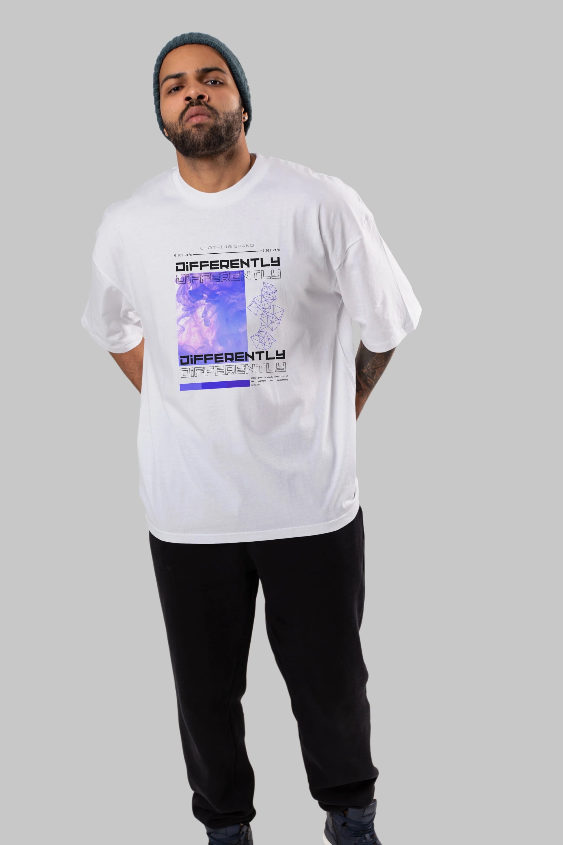Differently Yazılı Ön Baskılı Oversize t-shirt Erkek Kadın Unisex