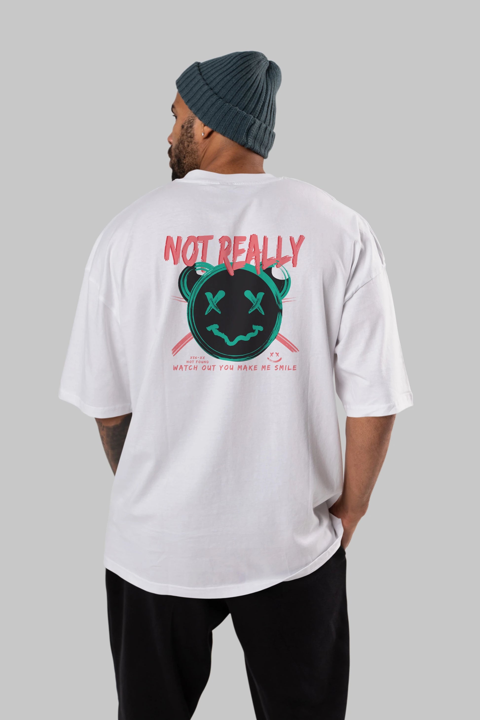 Not Really Bear Arka Baskılı Oversize t-shirt Erkek Kadın Unisex