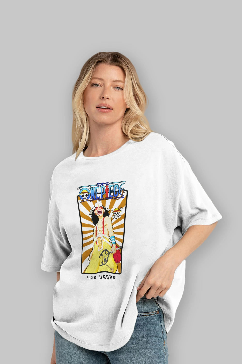 Usopp Anime Ön Baskılı Oversize t-shirt Erkek Kadın Unisex
