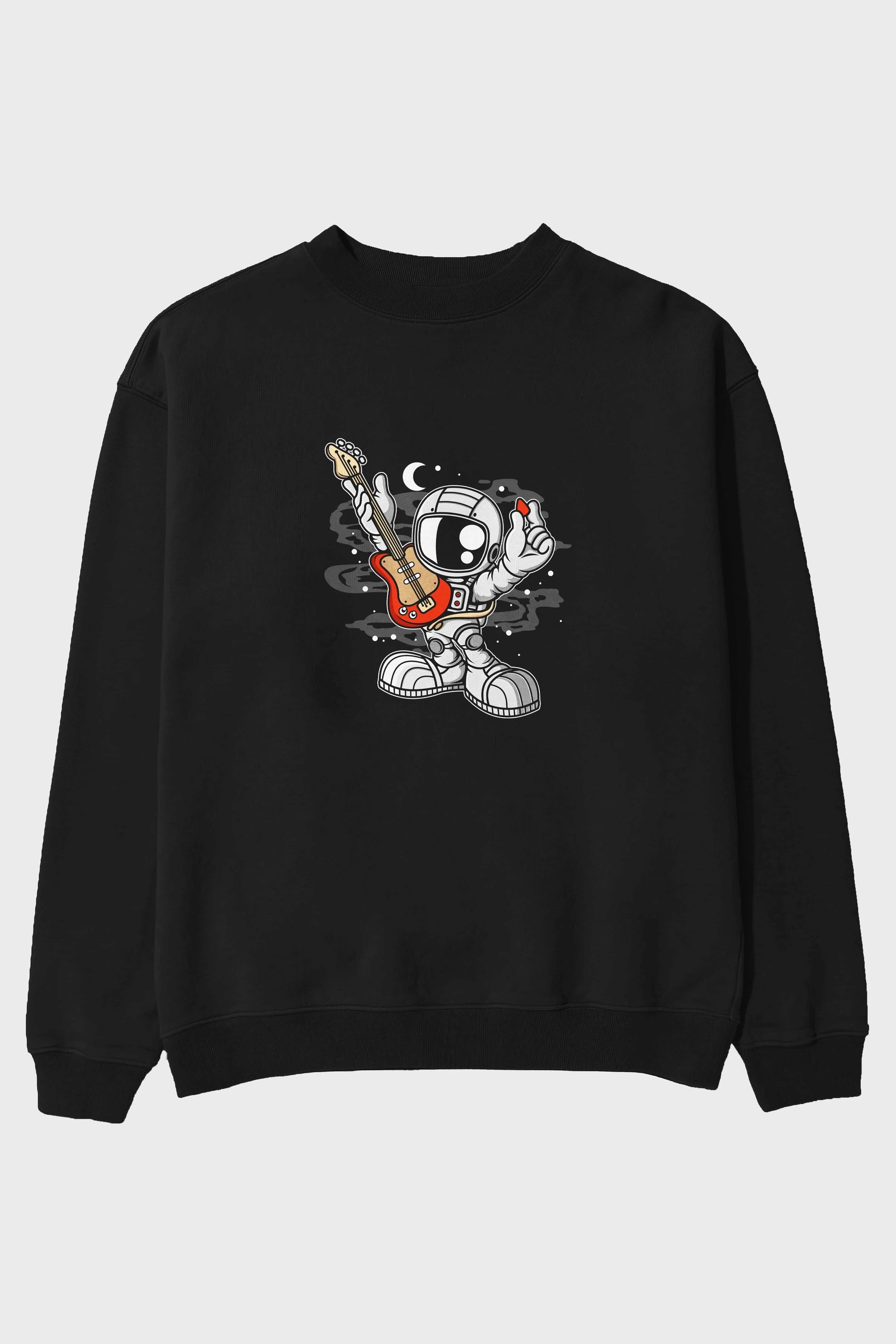 Astronaut Guitar Ön Baskılı Oversize Sweatshirt Erkek Kadın Unisex