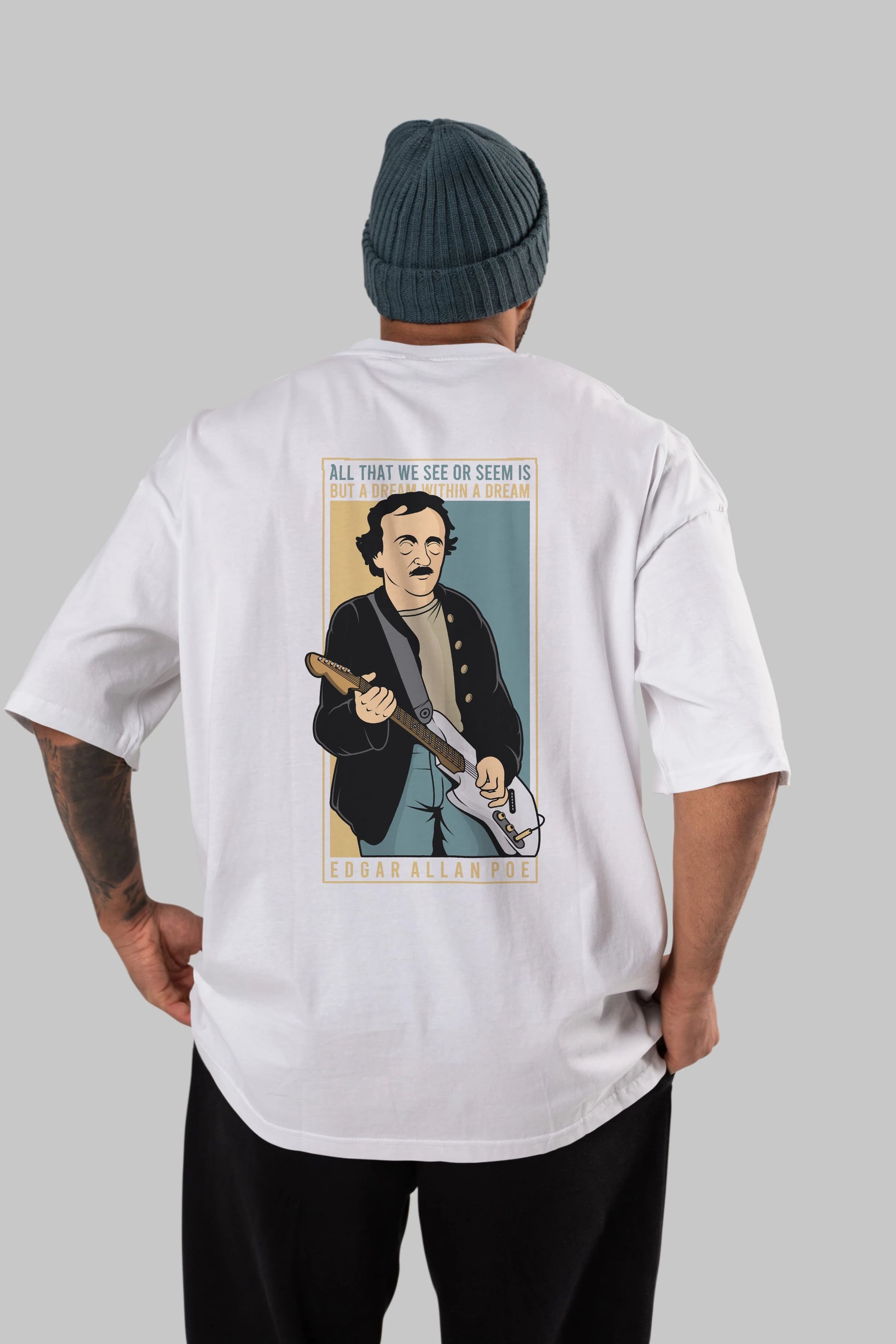 Edgar Alan Cobain Arka Baskılı Oversize t-shirt Erkek Kadın Unisex %100 Pamuk tişort