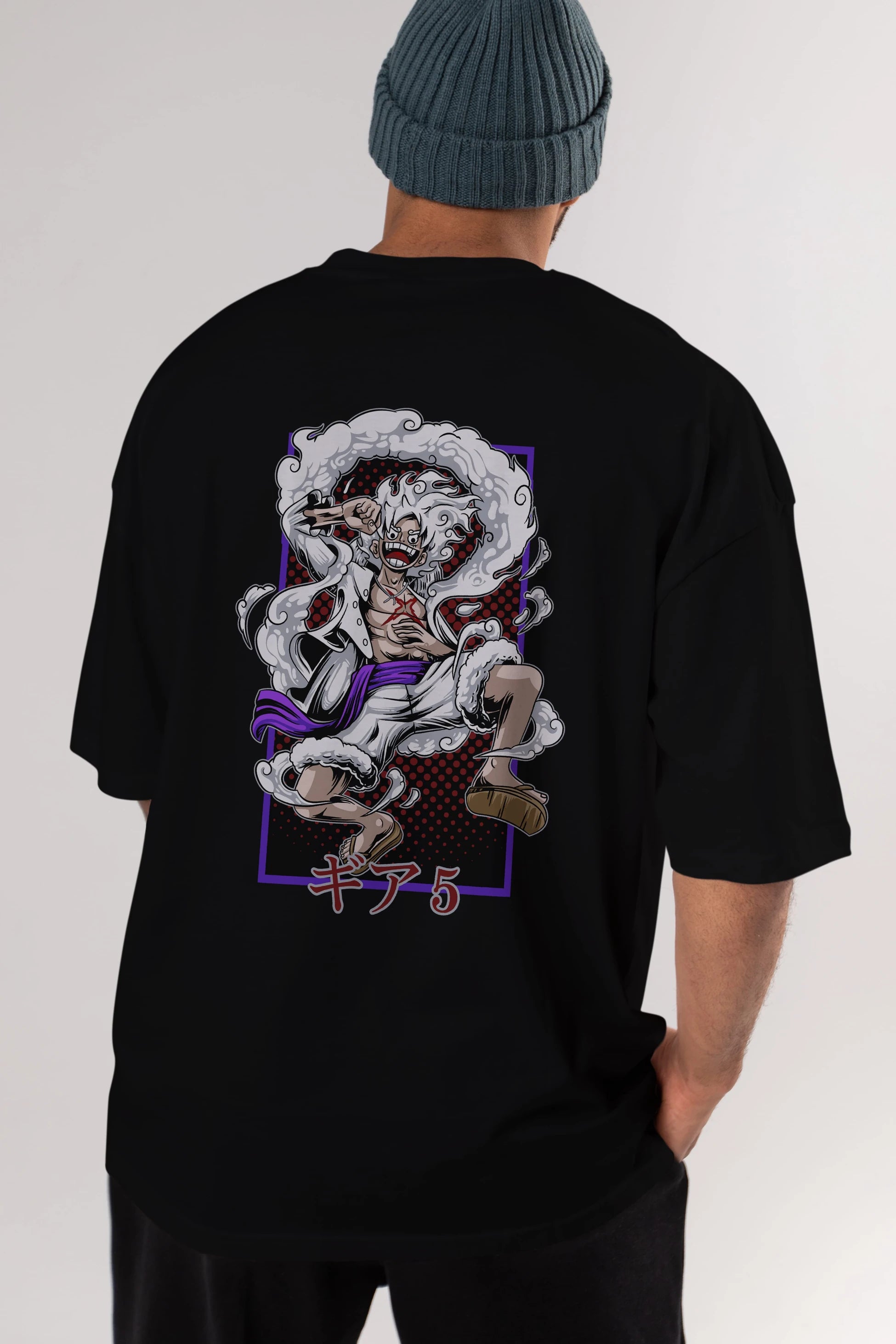 MONKEY D. LUFFY GEAR5 Anime Arka Baskılı Oversize t-shirt Erkek Kadın Unisex
