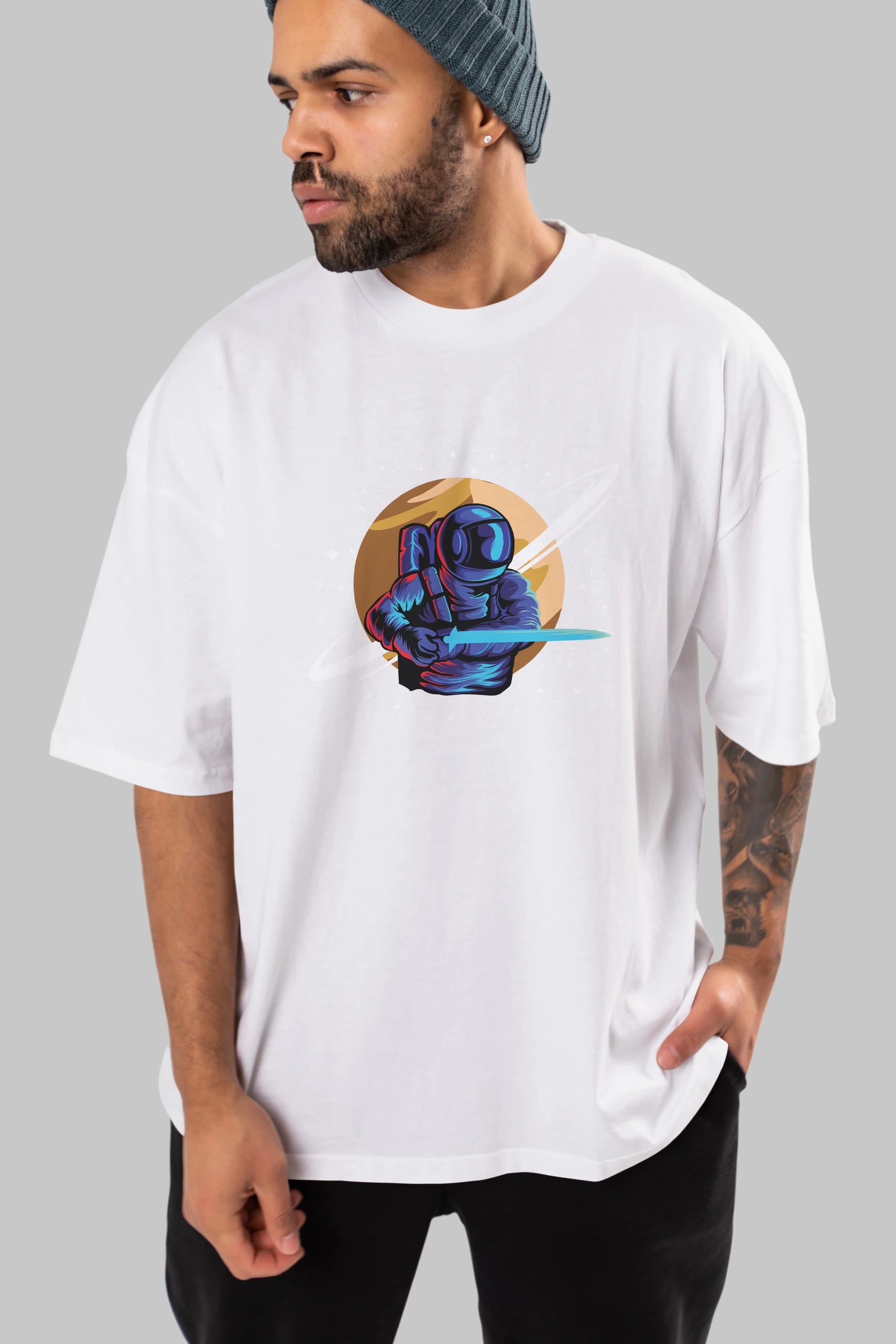 Astro Knight Ön Baskılı Oversize t-shirt Erkek Kadın Unisex