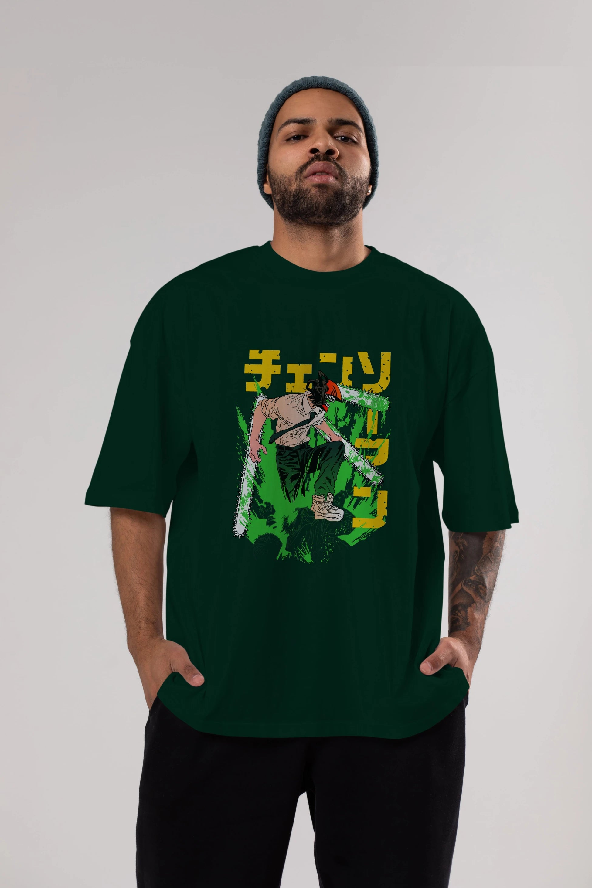 CHAINSAWMAN DENJI Anime Ön Baskılı Oversize t-shirt %100 pamuk Erkek Kadın Unisex
