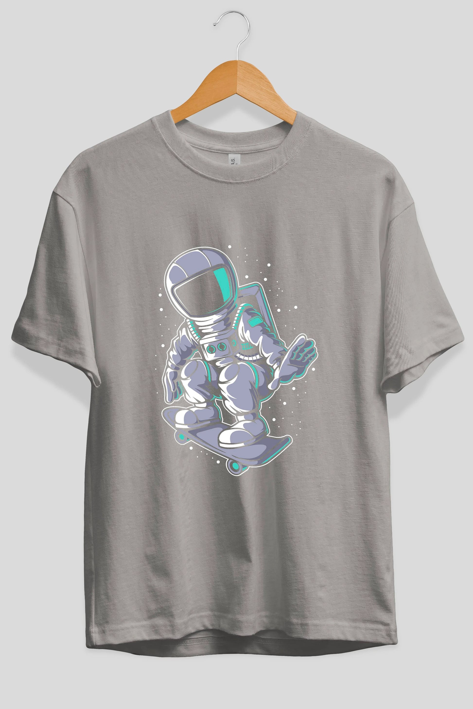 Astronaut Skater Ön Baskılı Oversize t-shirt Erkek Kadın Unisex