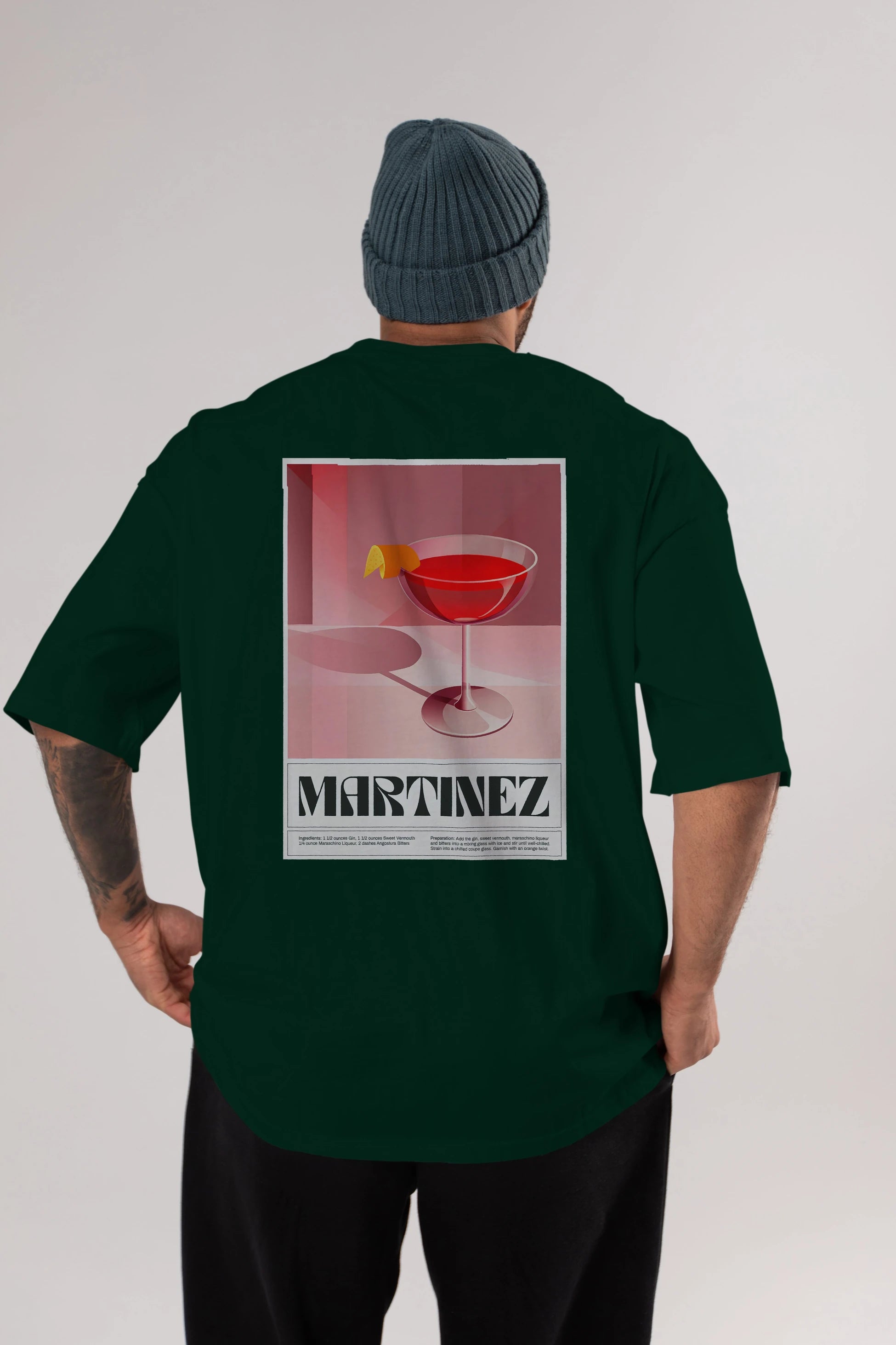Martinez Arka Baskılı Oversize t-shirt Erkek Kadın Unisex %100 Pamuk Bisiklet Yaka tişort