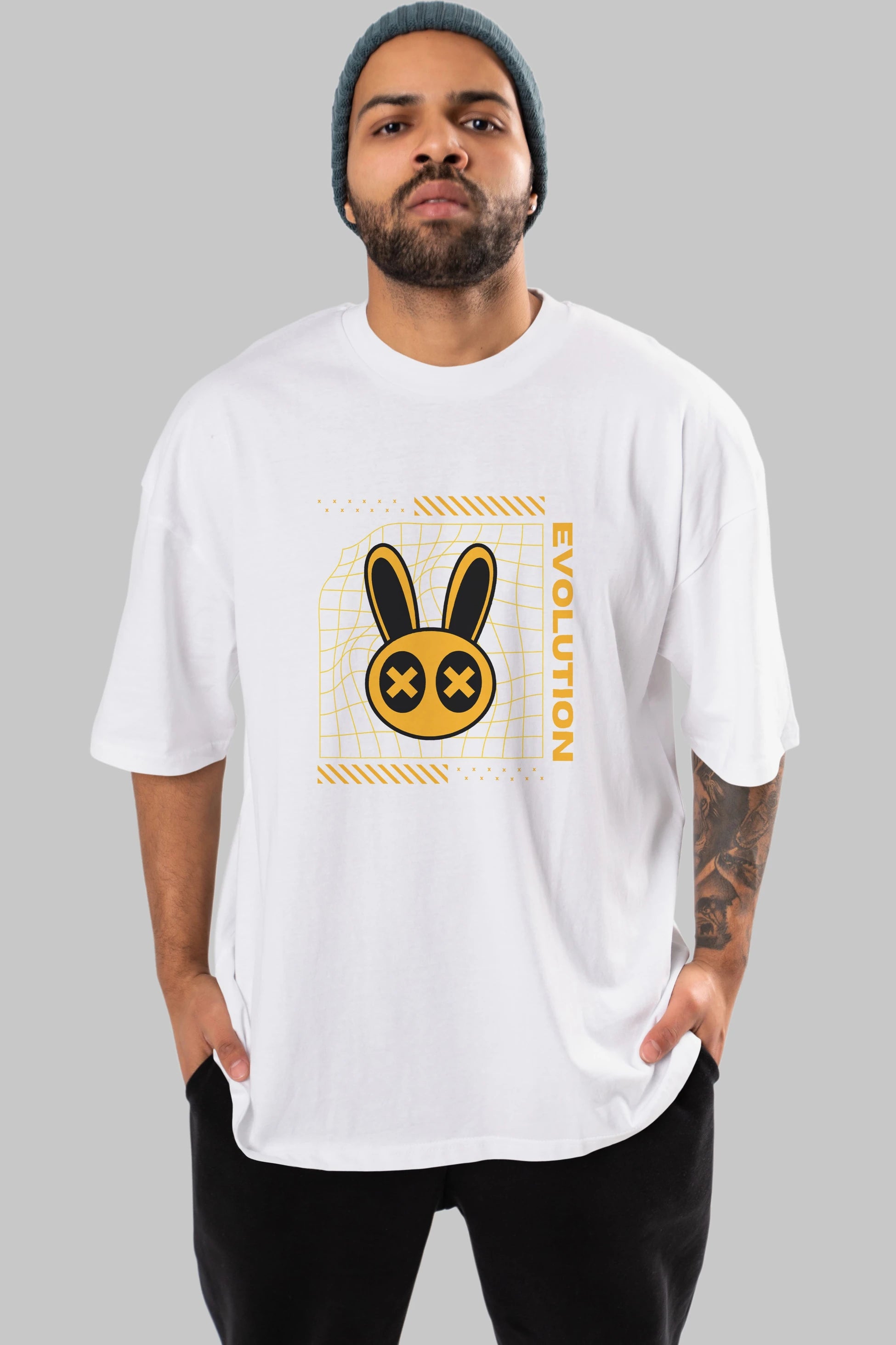 Evolution Yazılı Ön Baskılı Oversize t-shirt Erkek Kadın Unisex
