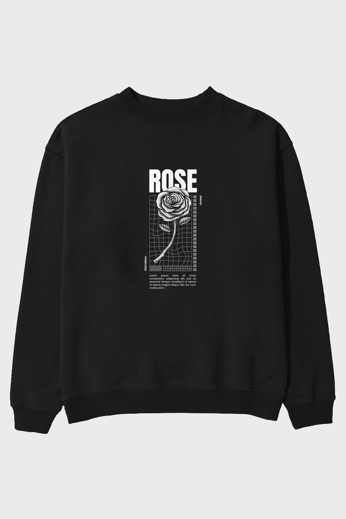 Rose Streetwear Ön Baskılı Oversize Sweatshirt Erkek Kadın Unisex