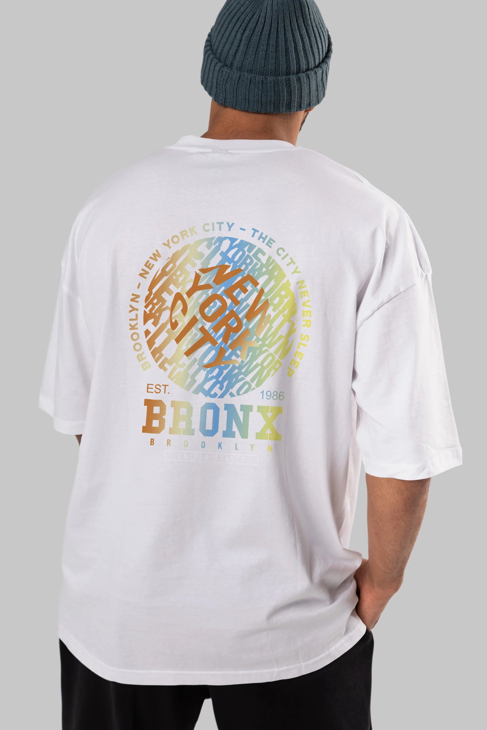 Brooklyn and New York City Arka Baskılı Oversize t-shirt Erkek Kadın Unisex