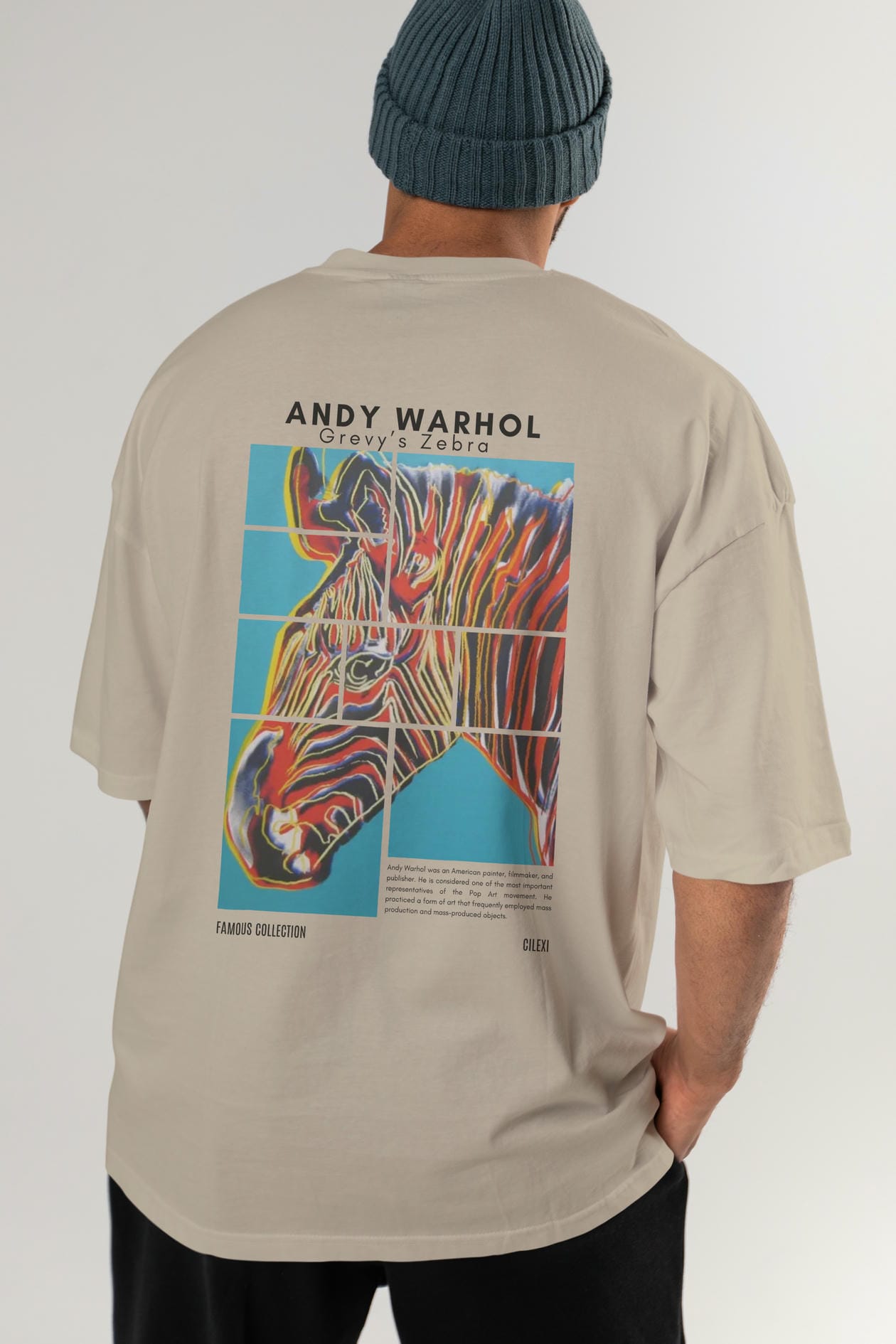 Andy Warhol Arka Baskılı Oversize t-shirt Erkek Kadın Bisiklet Yaka Pamuk tişort