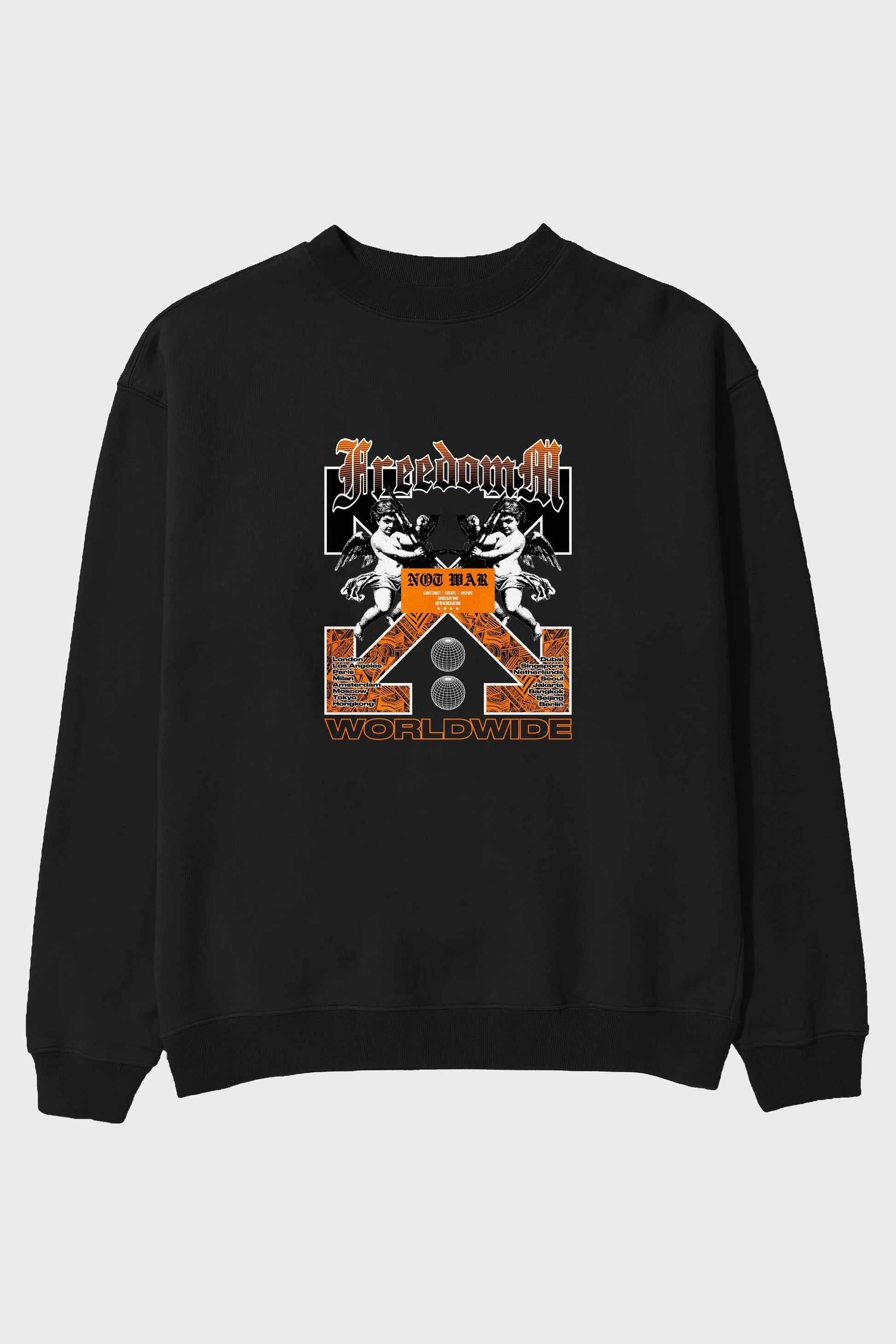 Freedom Worldwide Ön Baskılı Oversize Sweatshirt Erkek Kadın Unisex
