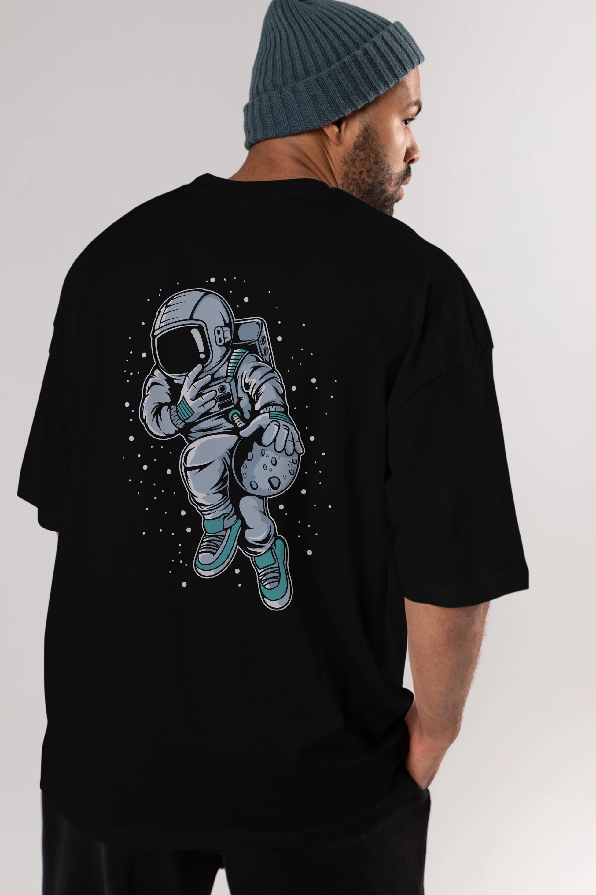 Astronaut Basketball (2) Arka Baskılı Oversize t-shirt Erkek Kadın Unisex