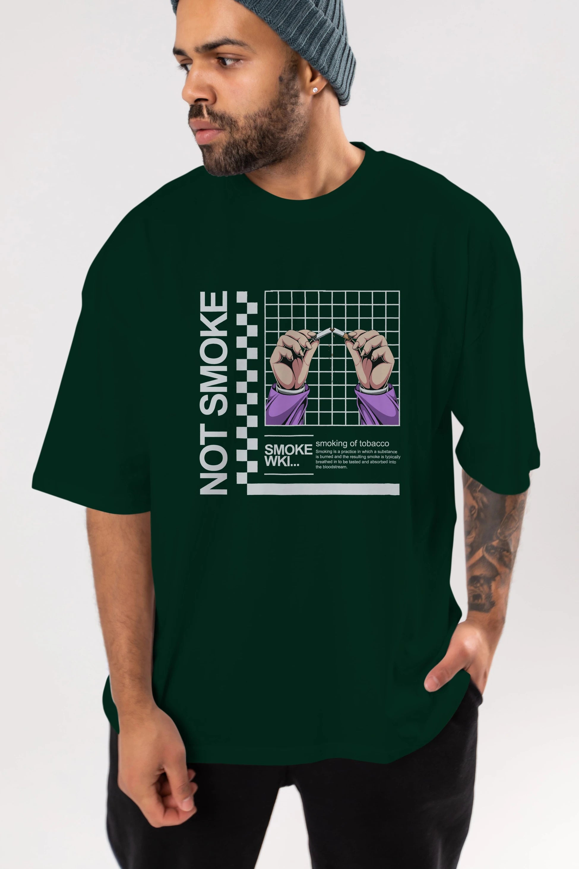 Not Smoke Ön Baskılı Oversize t-shirt Erkek Kadın Unisex