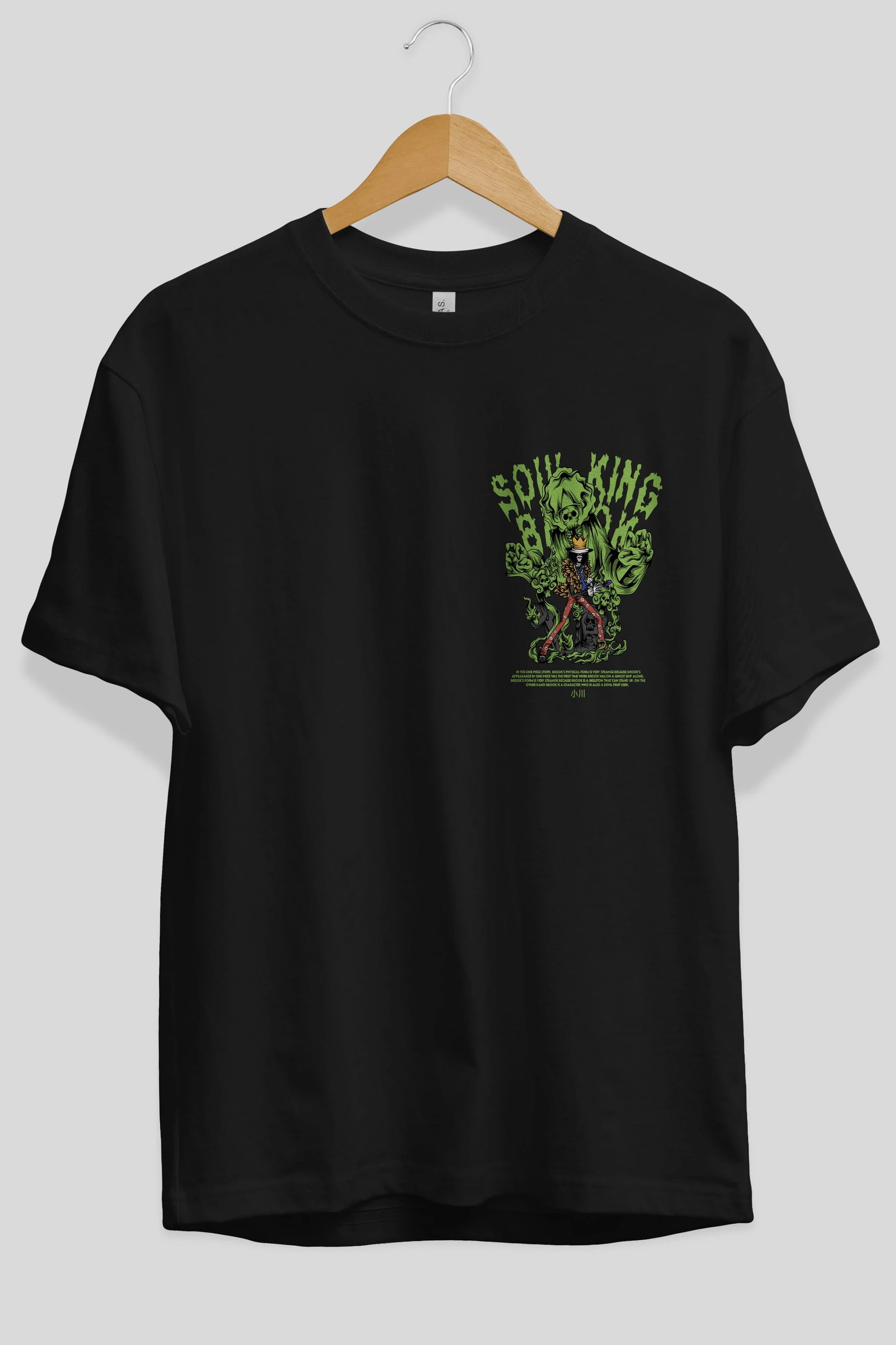 Soul King Brook Ön Sol Baskılı Oversize t-shirt Erkek Kadın Unisex %100 Pamuk Bisiklet Yaka tişort
