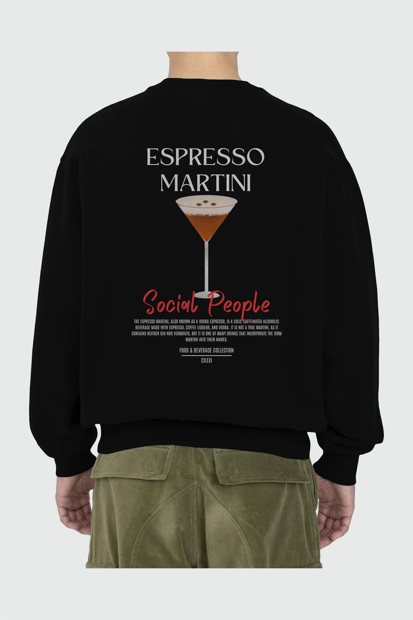 Espresso Martini Arka Baskılı Oversize Sweatshirt Erkek Kadın Unisex