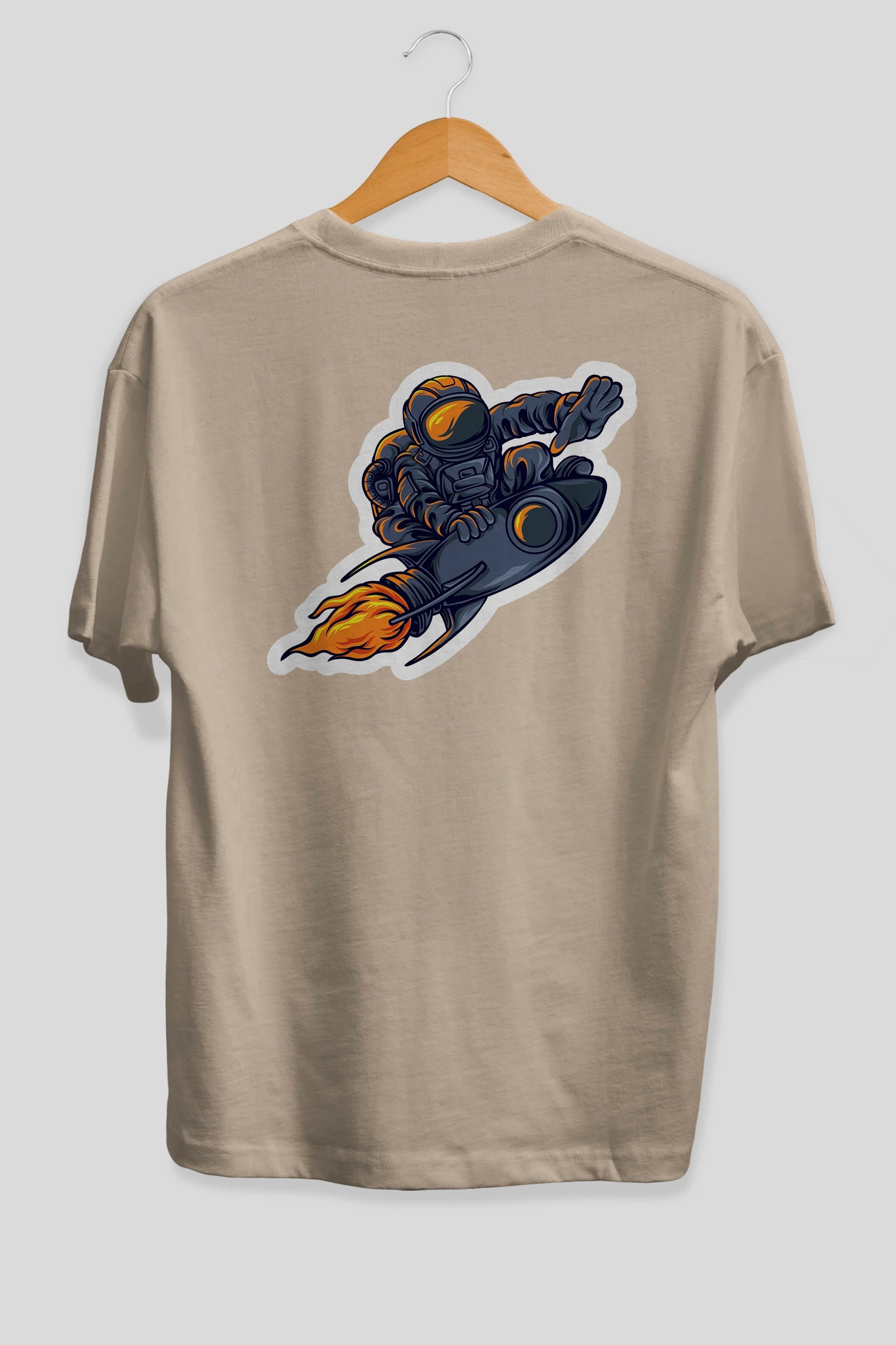 Astrocket Illustration Sticker Arka Baskılı Oversize t-shirt Erkek Kadın Unisex