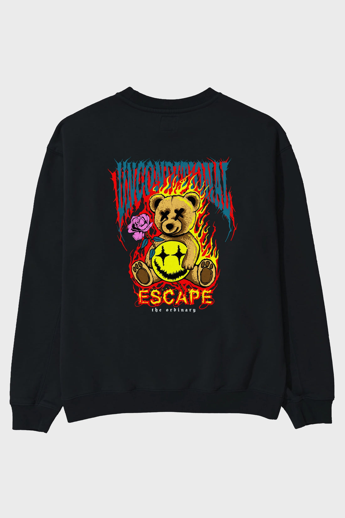 Escape Bear Arka Baskılı Oversize Sweatshirt Erkek Kadın Unisex