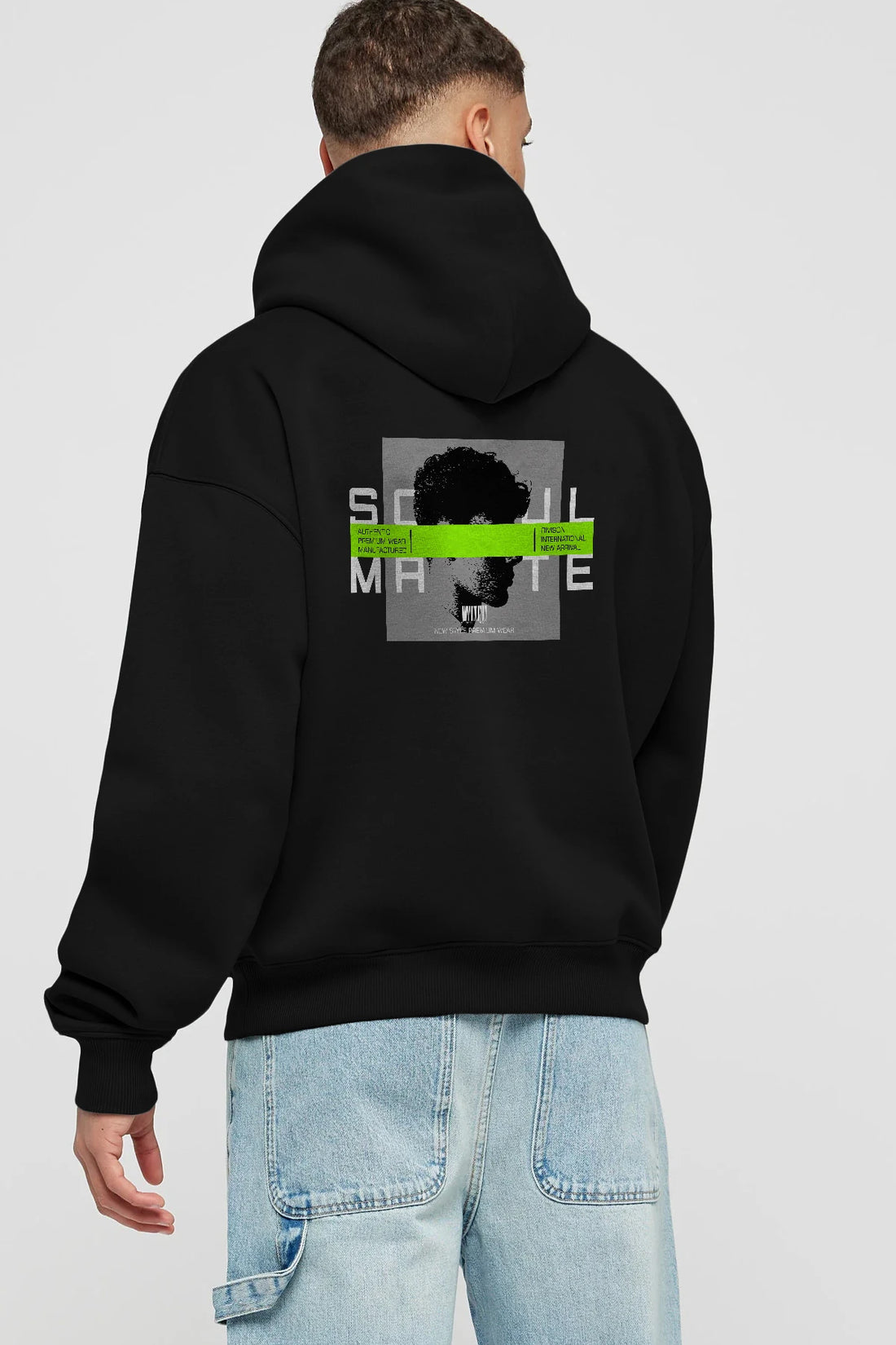 Soul Mate Arka Baskılı Hoodie Oversize Kapüşonlu Sweatshirt Erkek Kadın Unisex