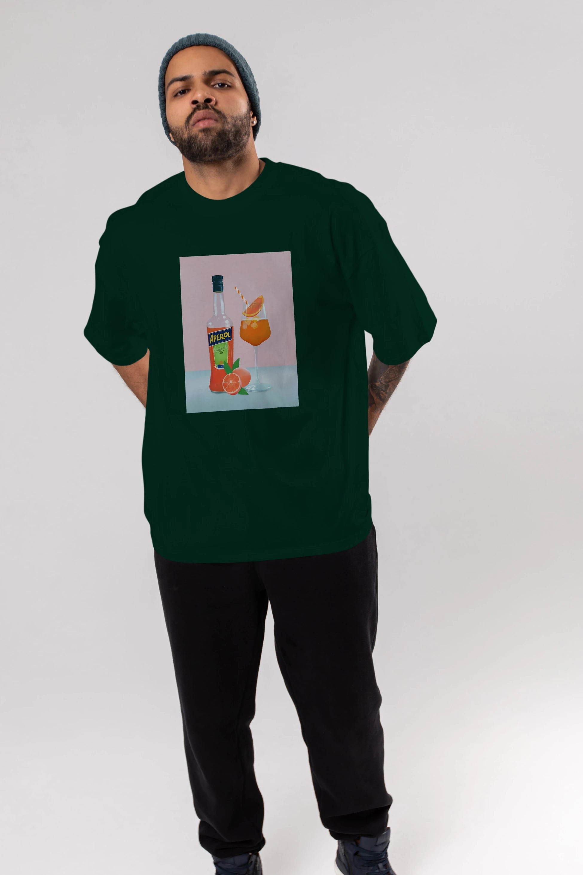 Aperol Spritz 3 Ön Baskılı Oversize t-shirt Erkek Kadın Unisex %100 Pamuk Bisiklet Yaka tişort