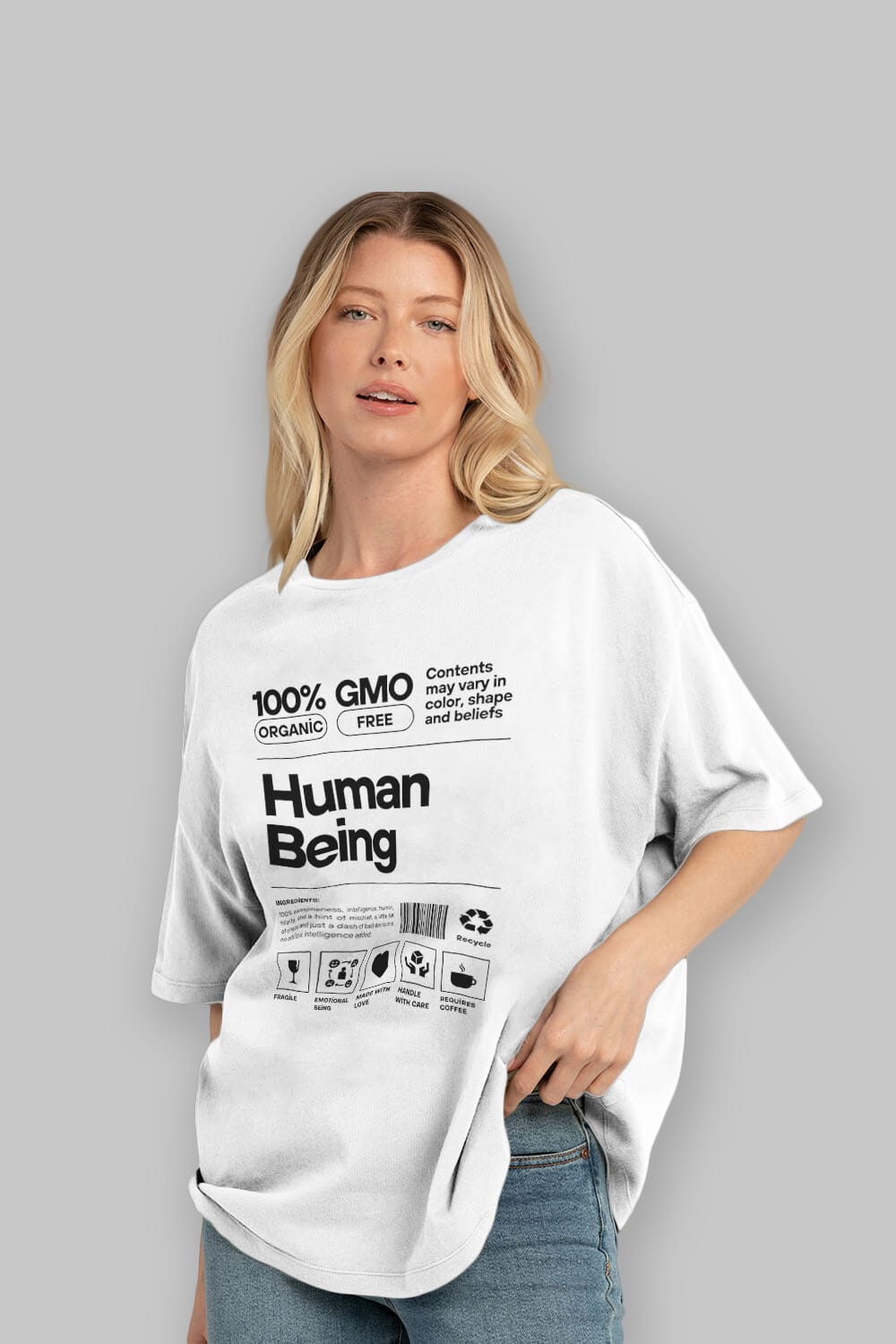 Human Being Ön Baskılı Oversize t-shirt Erkek Kadın Unisex