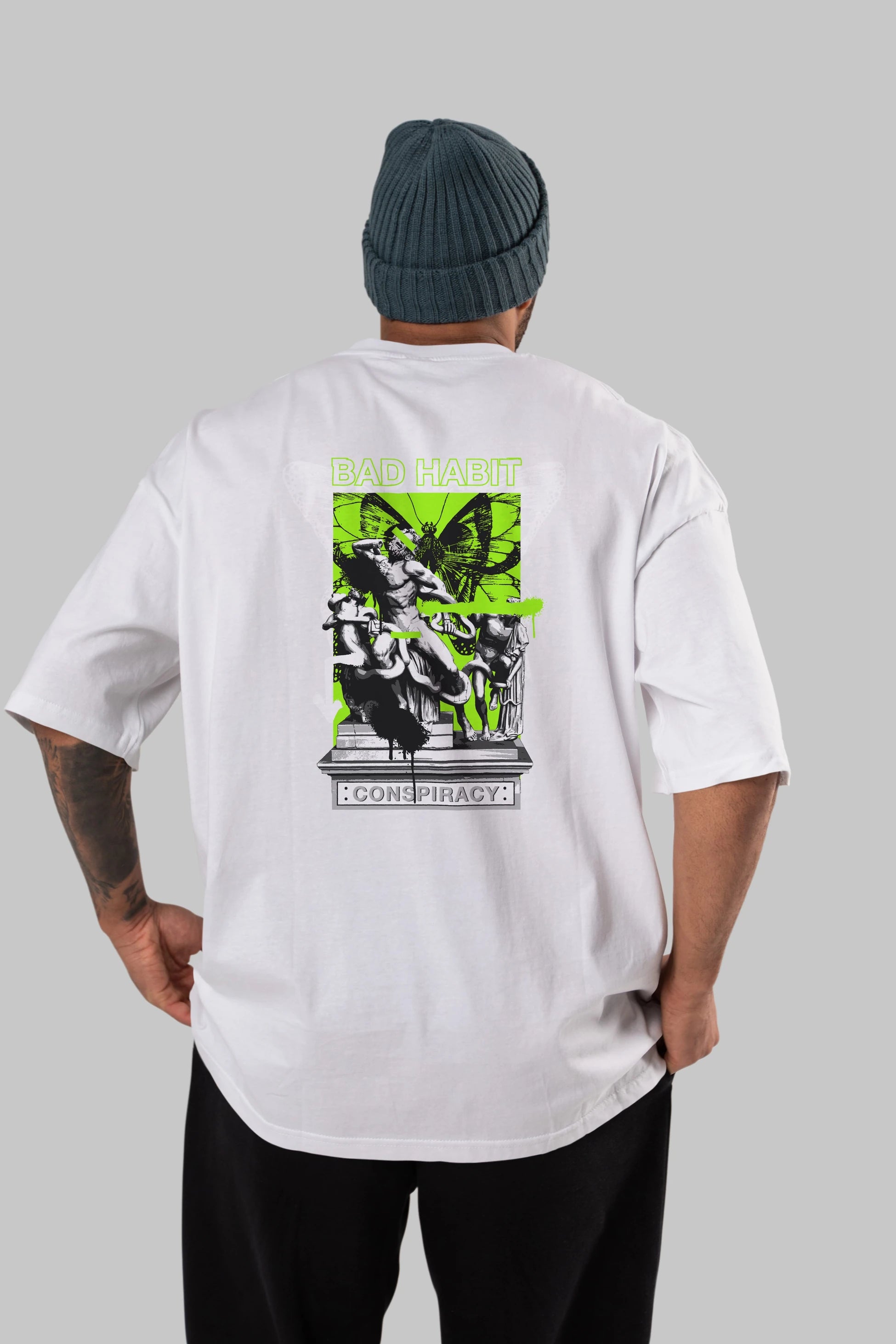 Bad Habit Arka Baskılı Oversize t-shirt Erkek Kadın Unisex