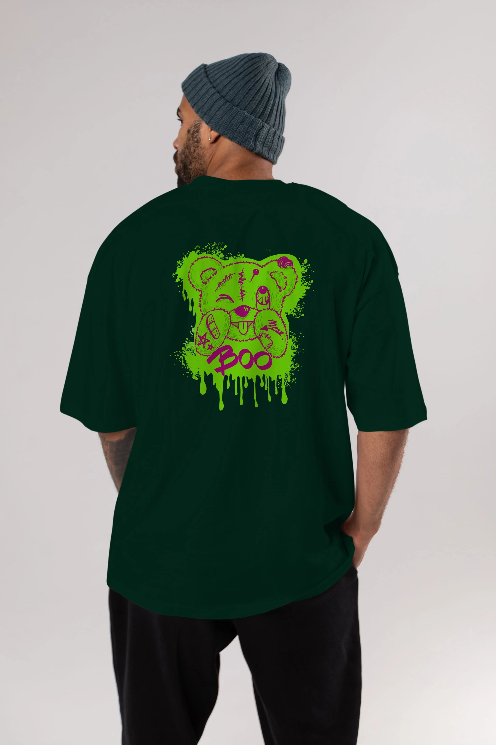 Boo  Bear Arka Baskılı Oversize t-shirt Erkek Kadın Unisex