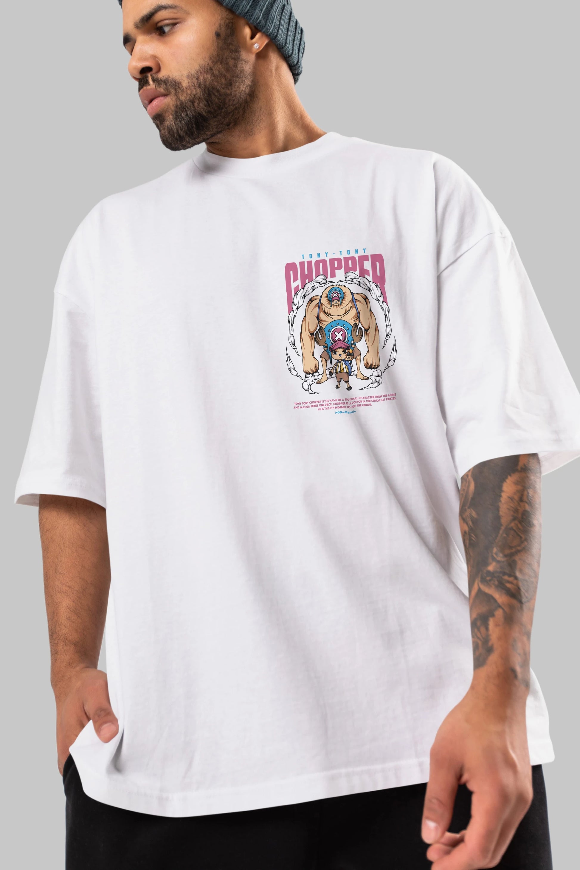 Tony Tony Chopper Ön Sol Baskılı Oversize t-shirt Erkek Kadın Unisex %100 Pamuk Bisiklet Yaka tişort