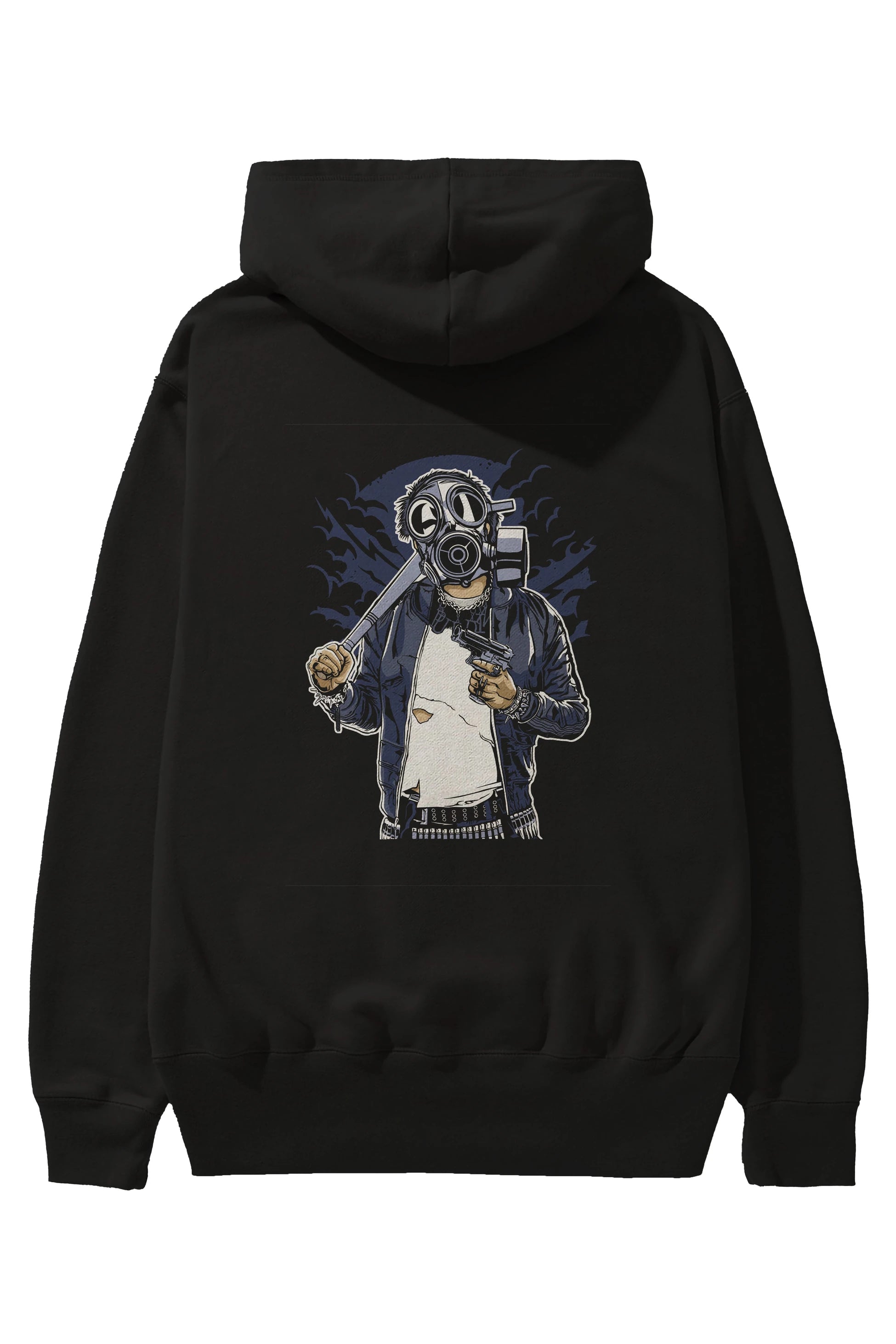 Gasmask Bastard Arka Baskılı Hoodie Oversize Kapüşonlu Sweatshirt Erkek Kadın Unisex