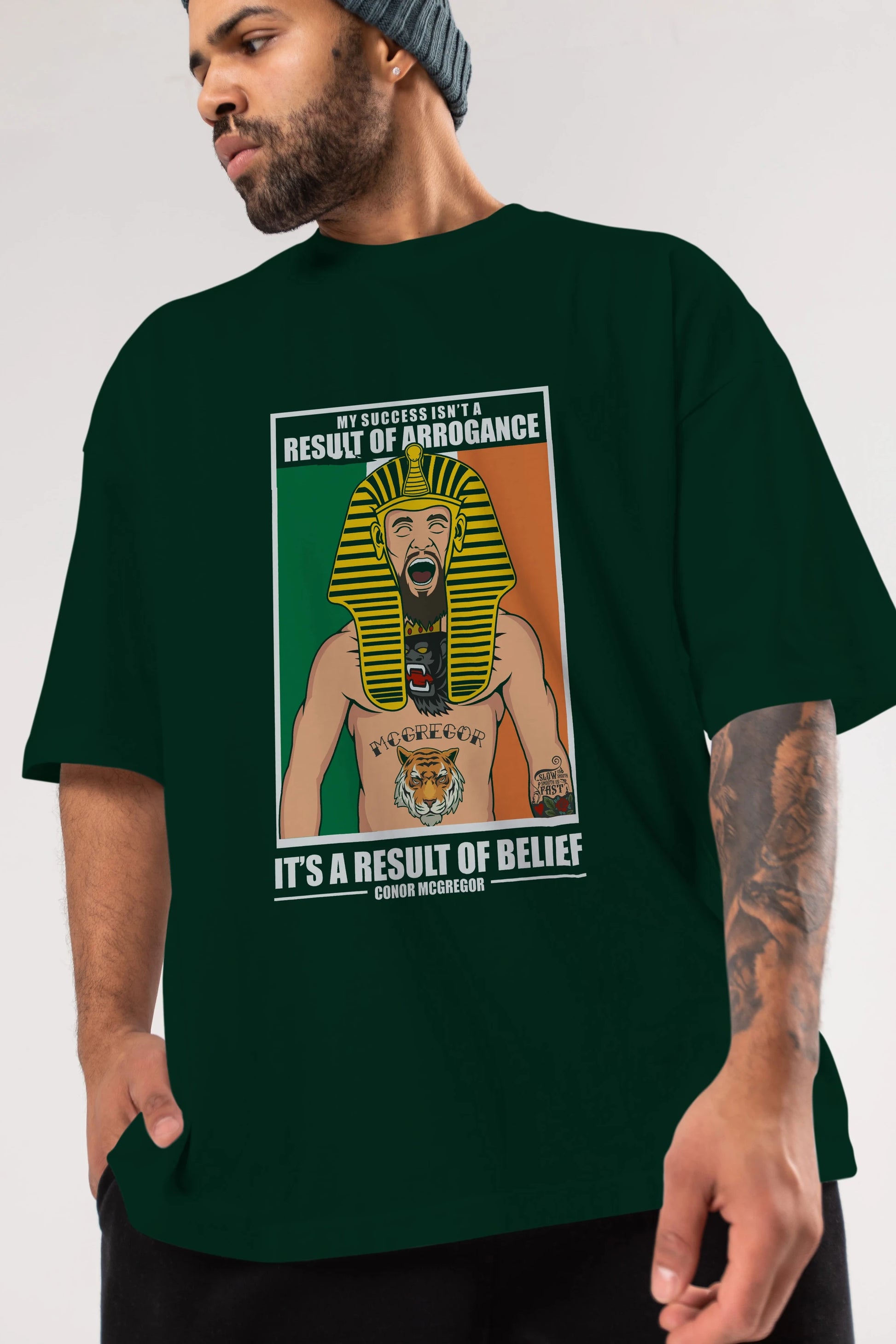 McGregor Pharaoh Ön Baskılı Oversize t-shirt Erkek Kadın Unisex %100 Pamuk tişort